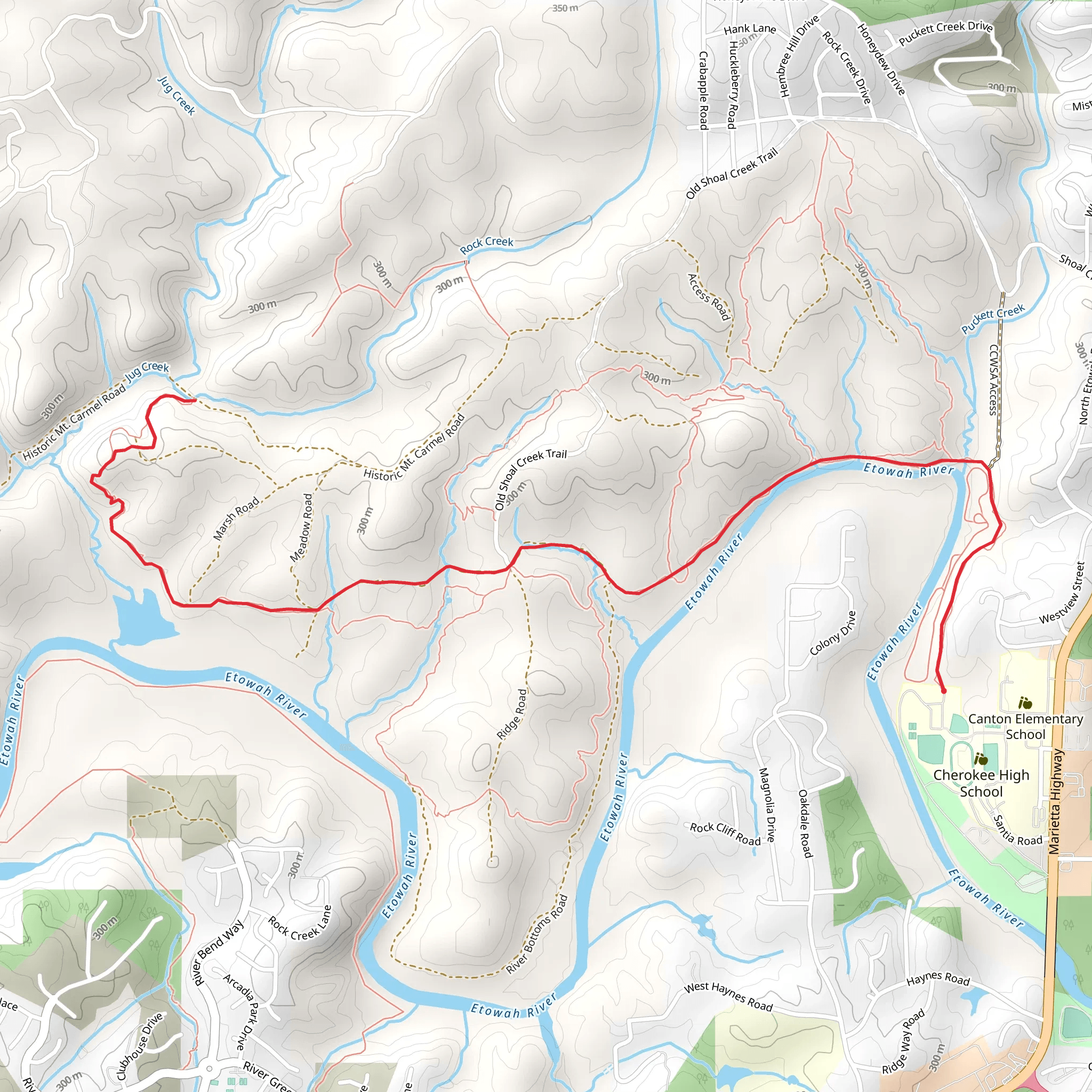 Etowah River and Jug Creek mobile static map