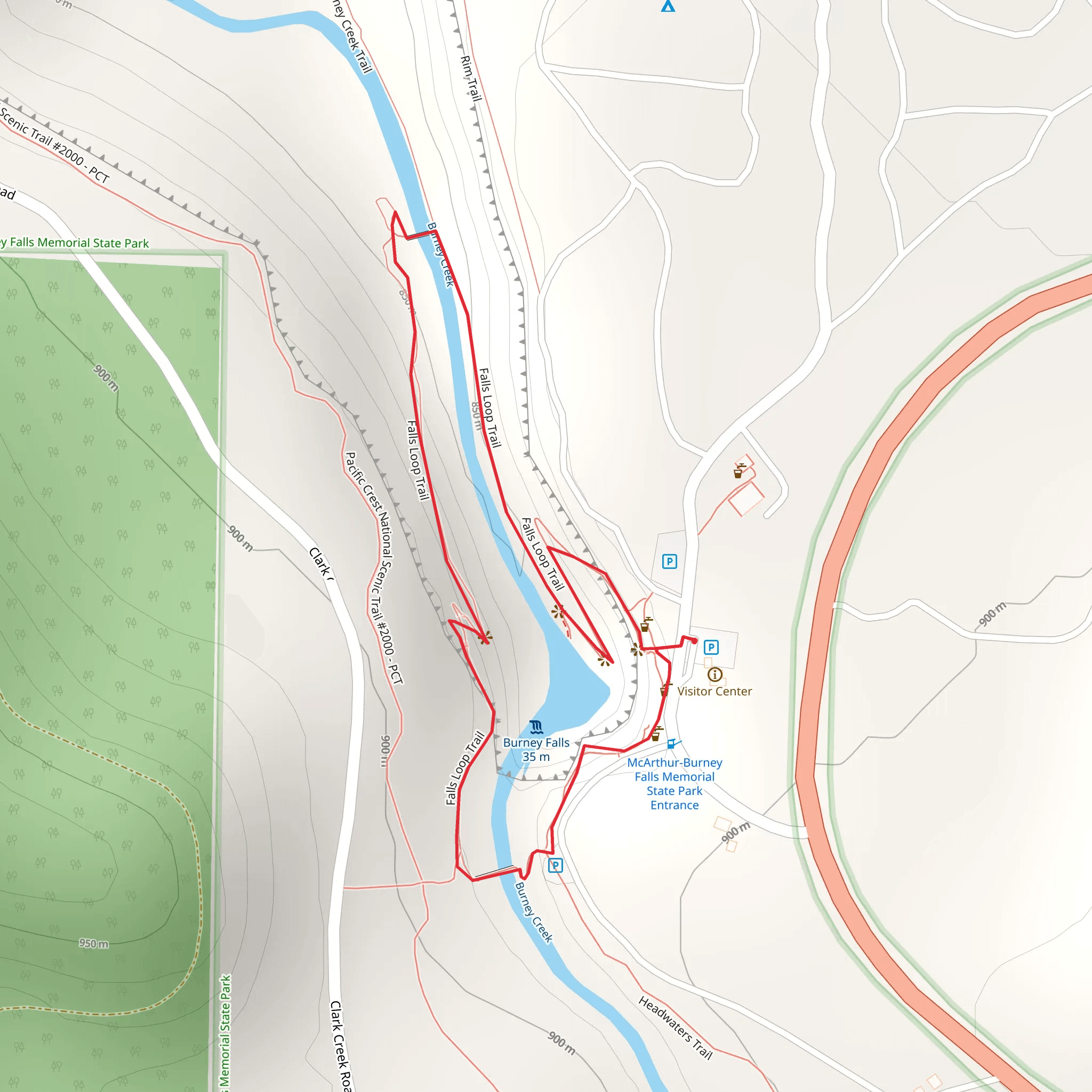 Burney Creek via Falls Loop Trail mobile static map