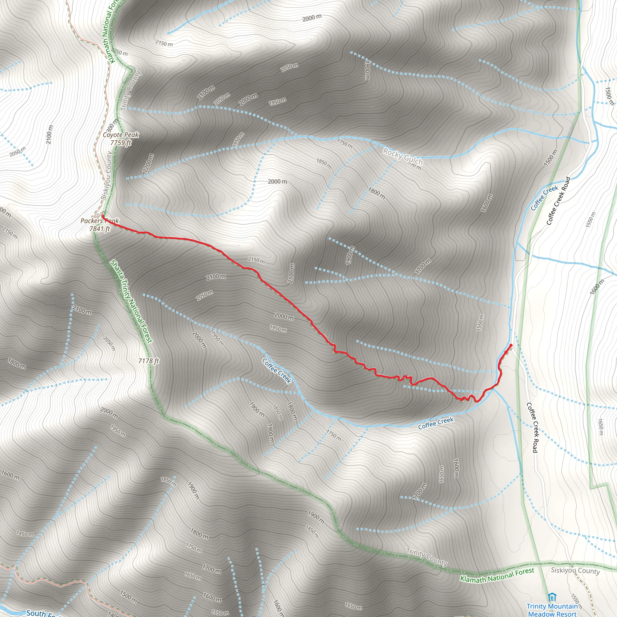 Packers Peak Trail mobile static map
