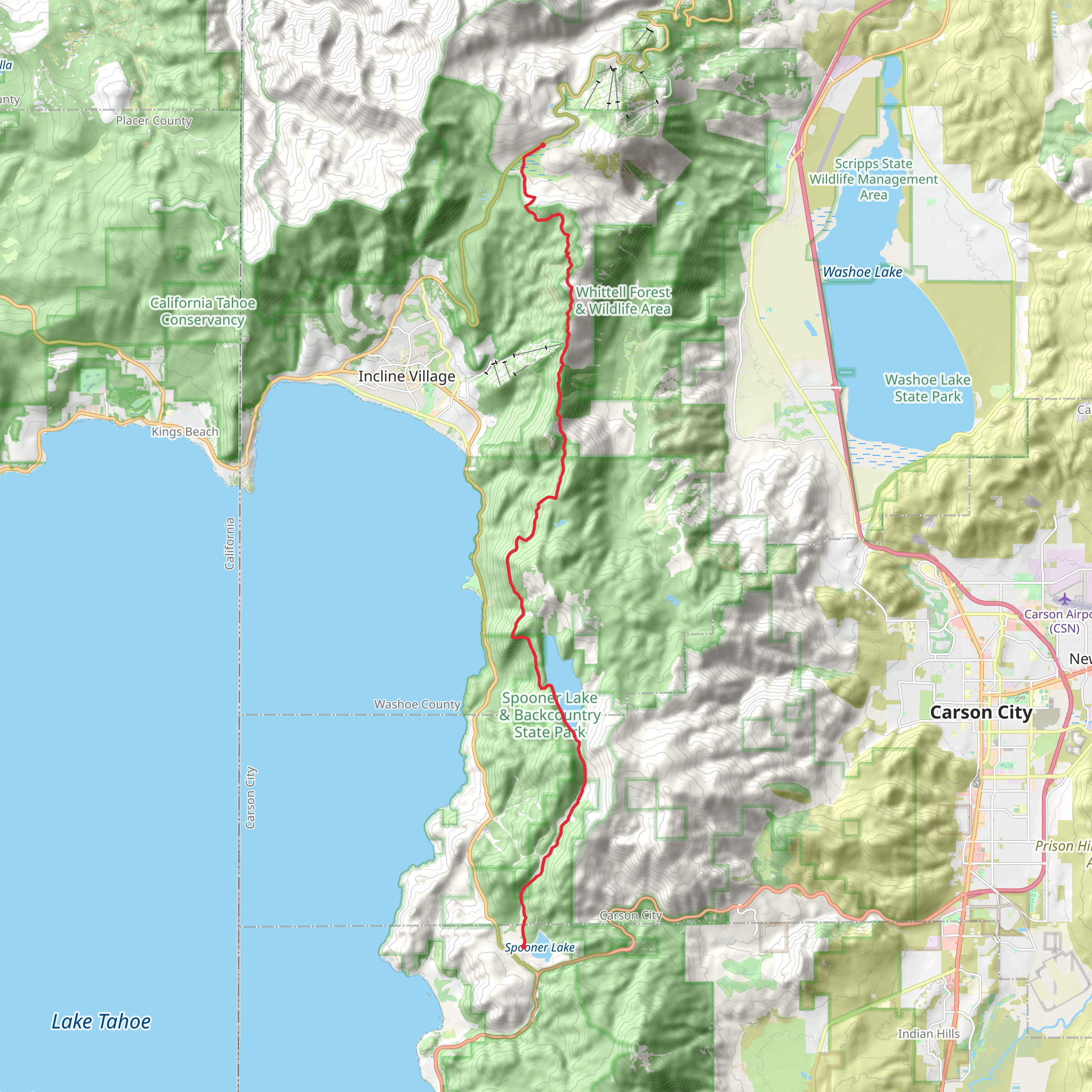 Tahoe Rim Trail to Spooner Lake mobile static map
