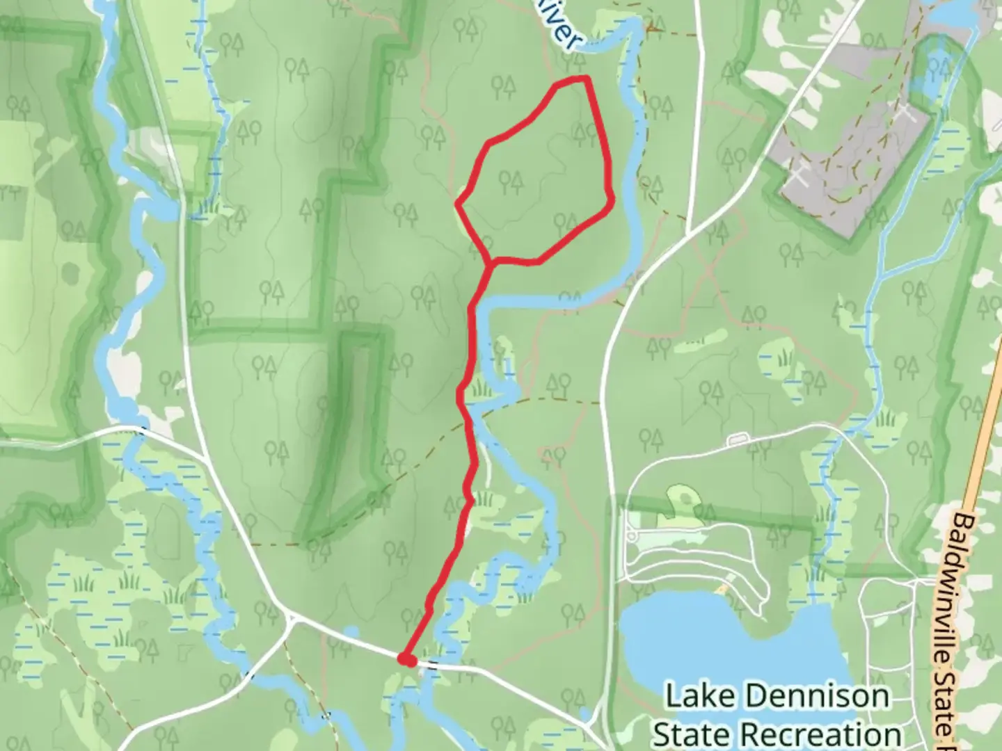 An image depicting the trail Millers River Loop and its surrounding area.