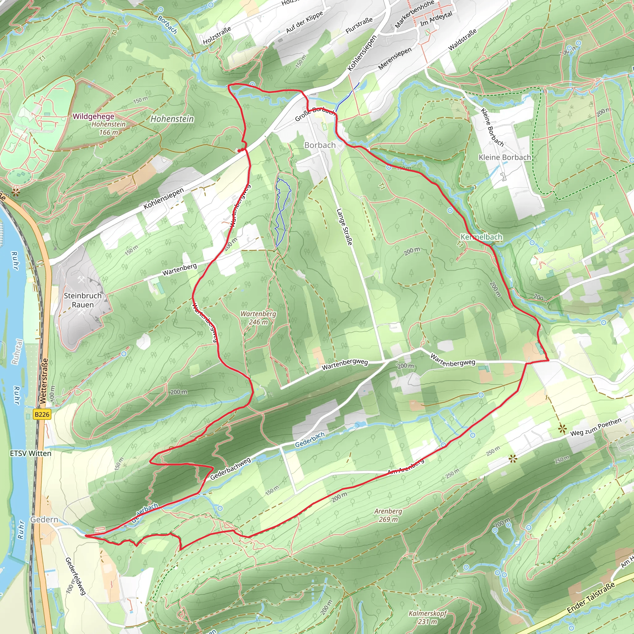 Borbach, Kermelbach and Evangelischer Friedhof Gedern Loop mobile static map