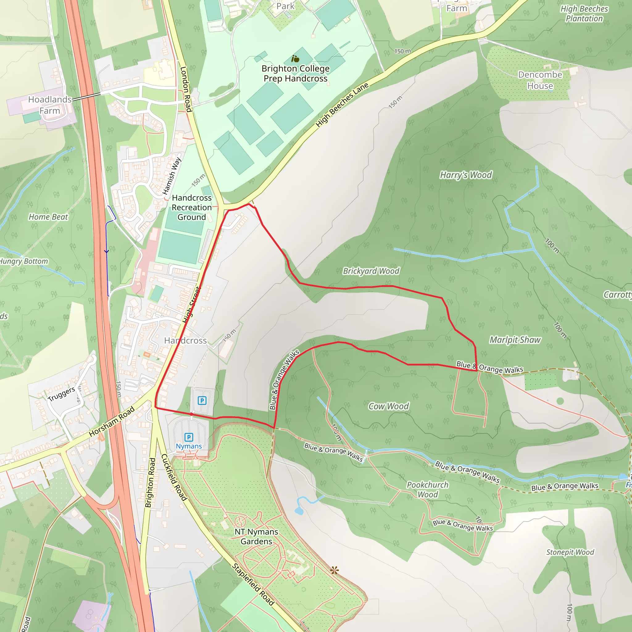 Handcross Circular Walk mobile static map