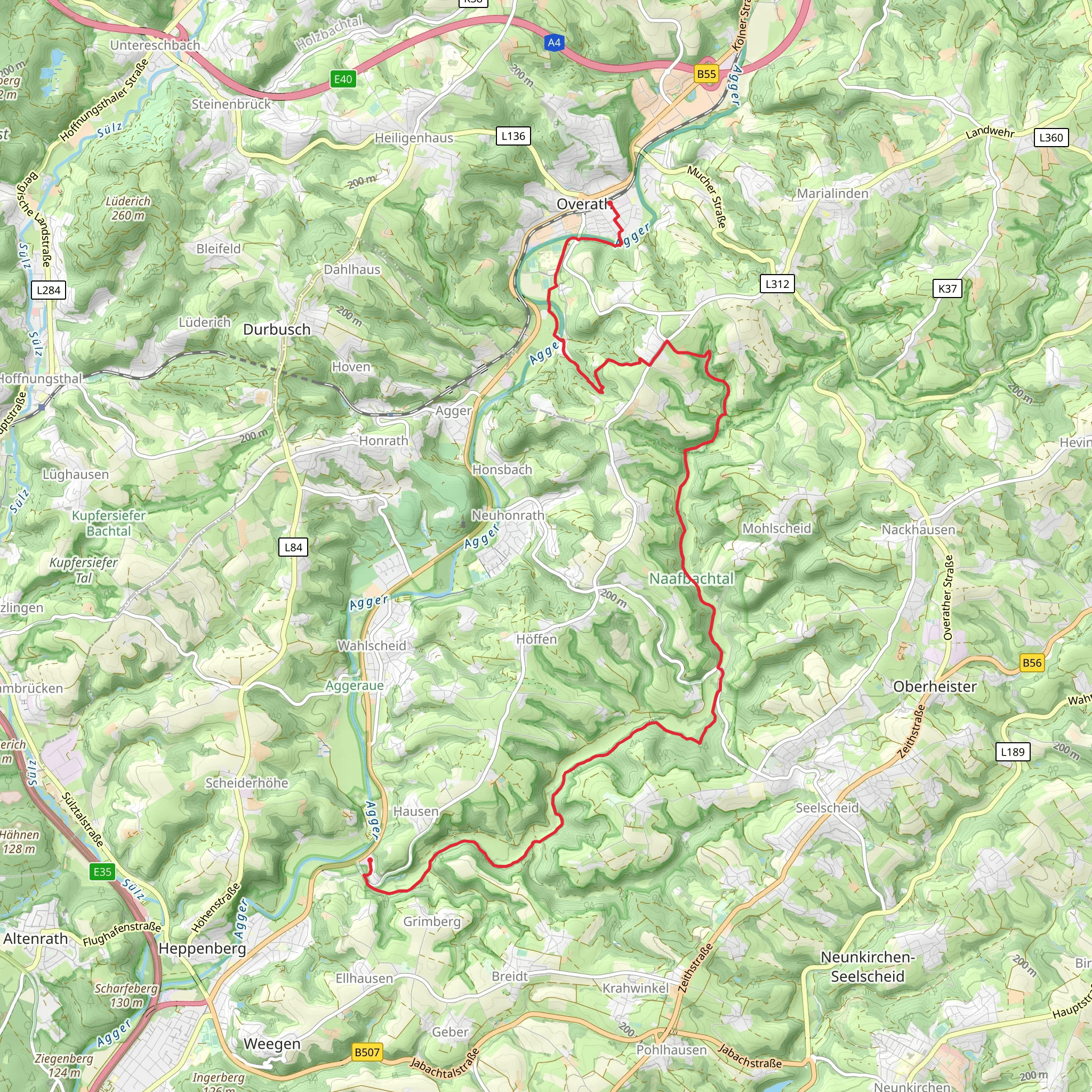 Overath to kreuznaaf Walk mobile static map