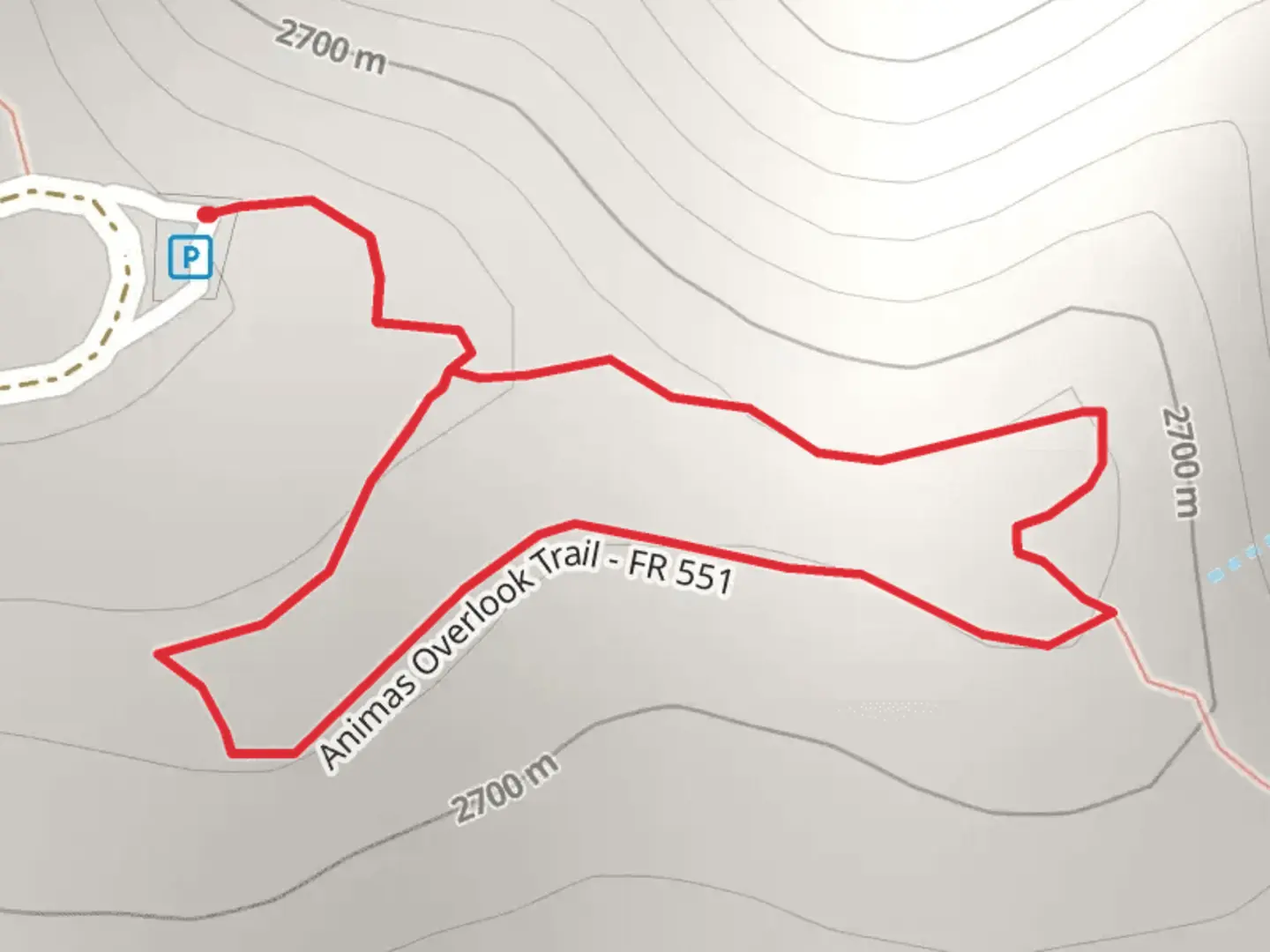An image depicting the trail Animas Overlook Trail and its surrounding area.
