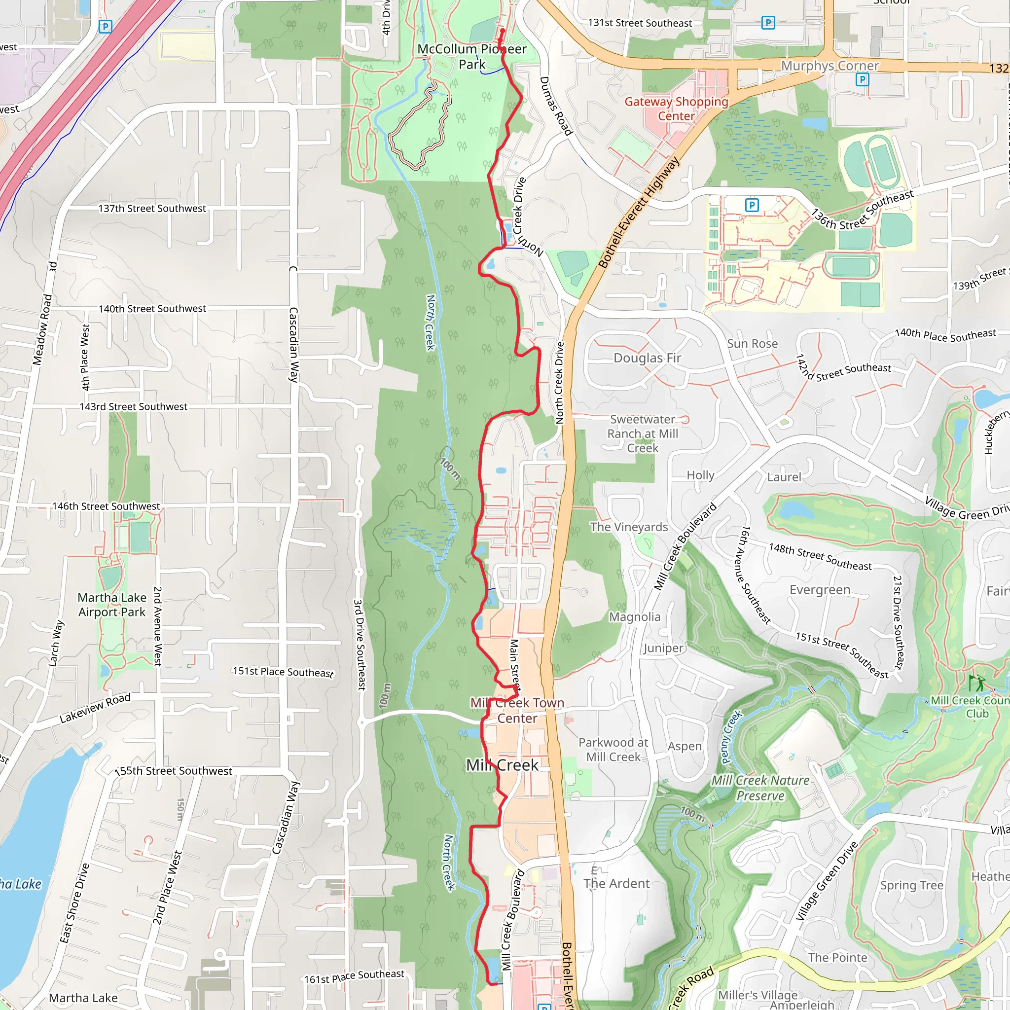 North Creek Trail mobile static map