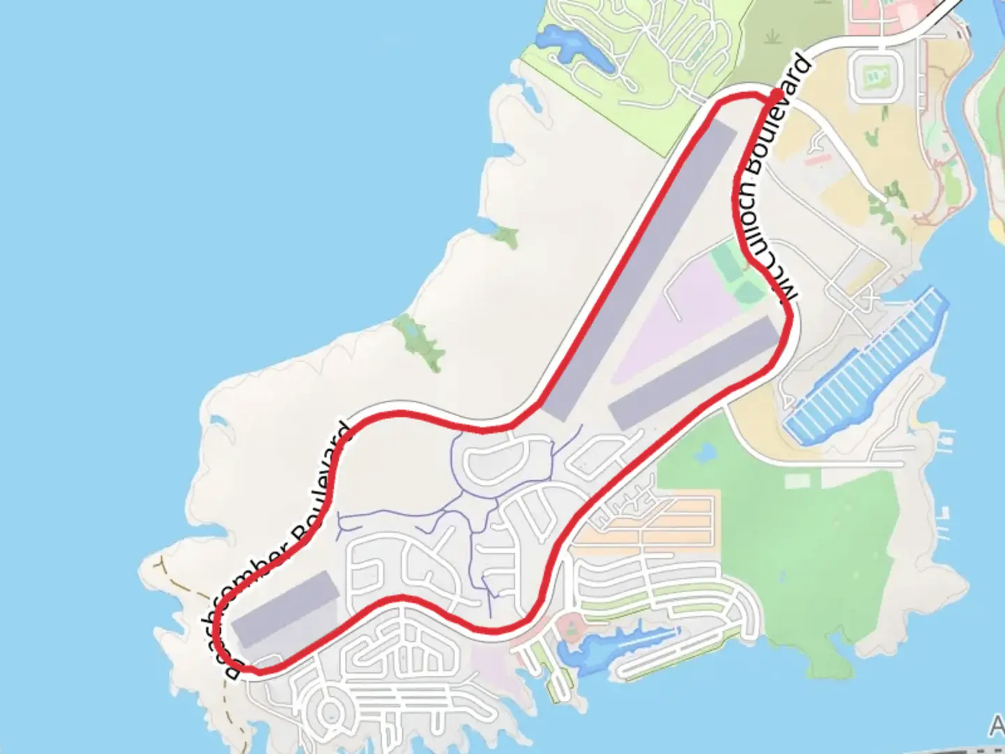 An image depicting the trail Island Ball Fields - Island Loop Trail and its surrounding area.
