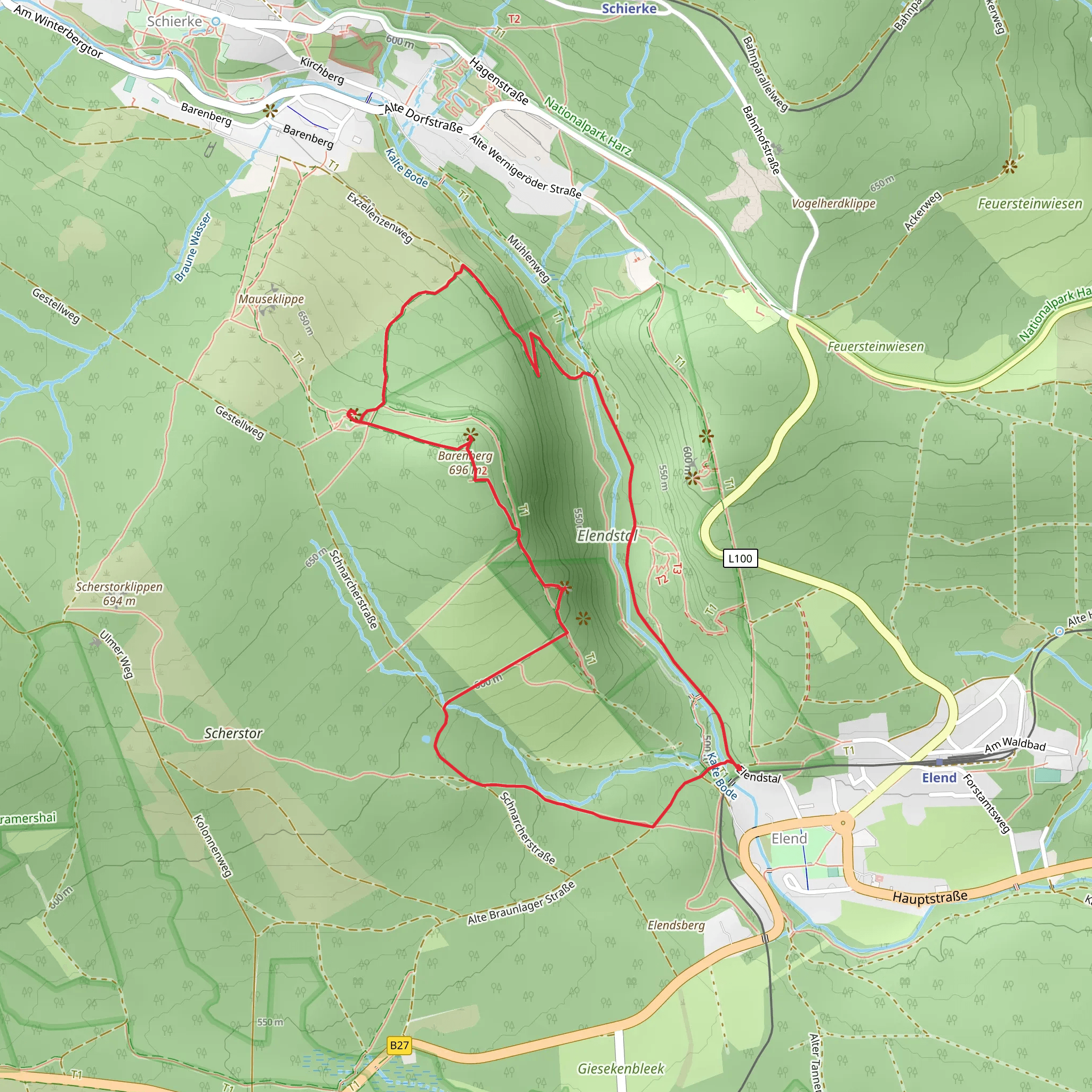 Barenberg, Schnarcherklippen and Ruine Eldendsburg Loop mobile static map