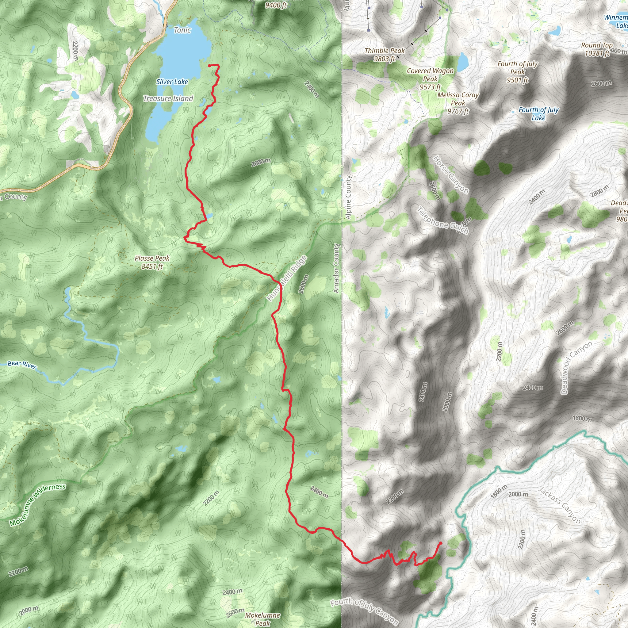 Munson Meadow Trail via Granite Lake - Hidden Lake Trail mobile static map