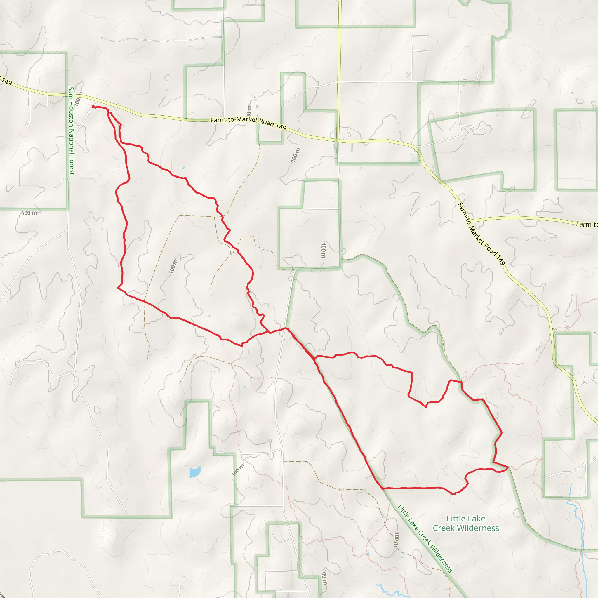 Little Lake Creek and Lone Star Hiking Loop Trail mobile static map