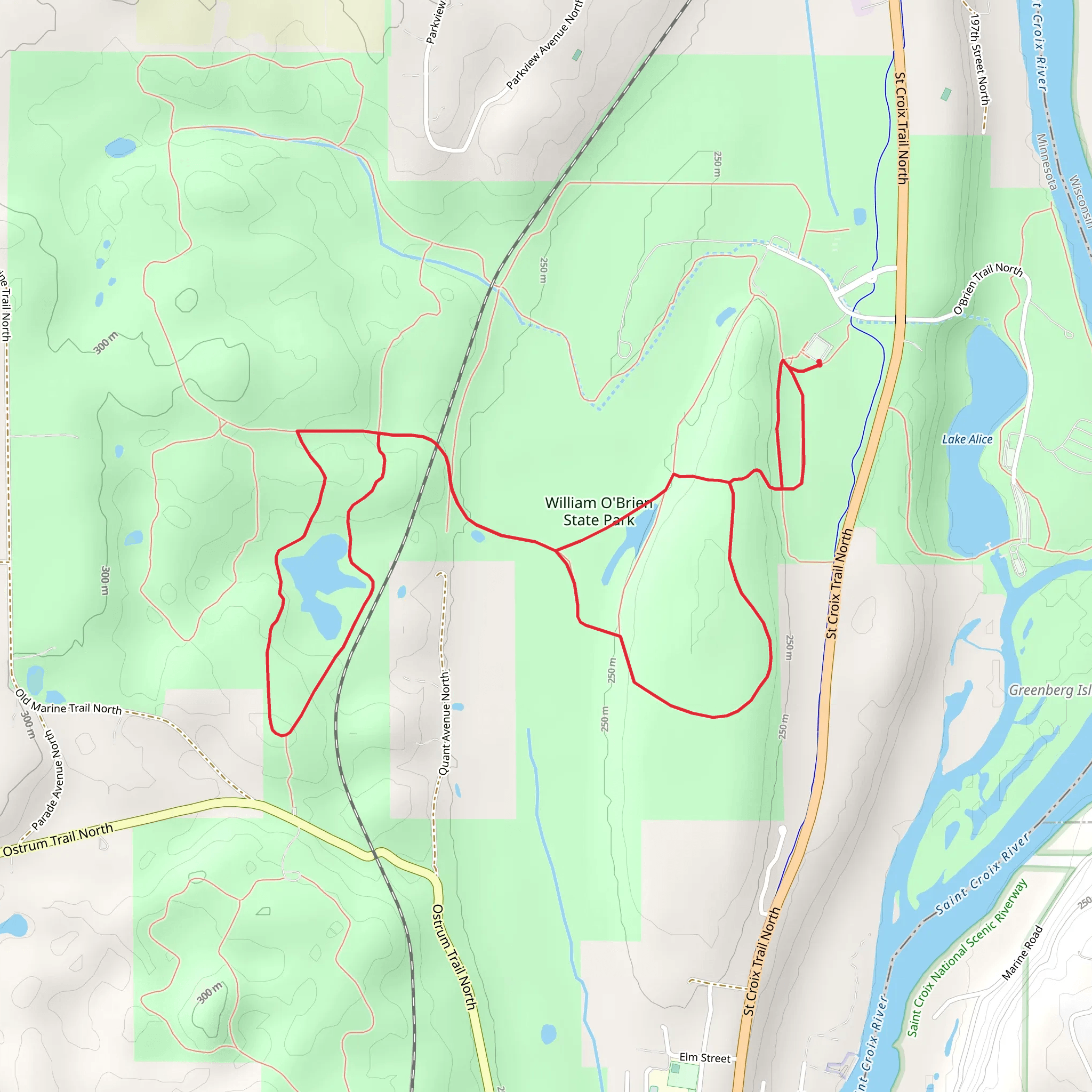 Wetland and Prairie Overlook Loop Trail - William O'Brien State Park mobile static map