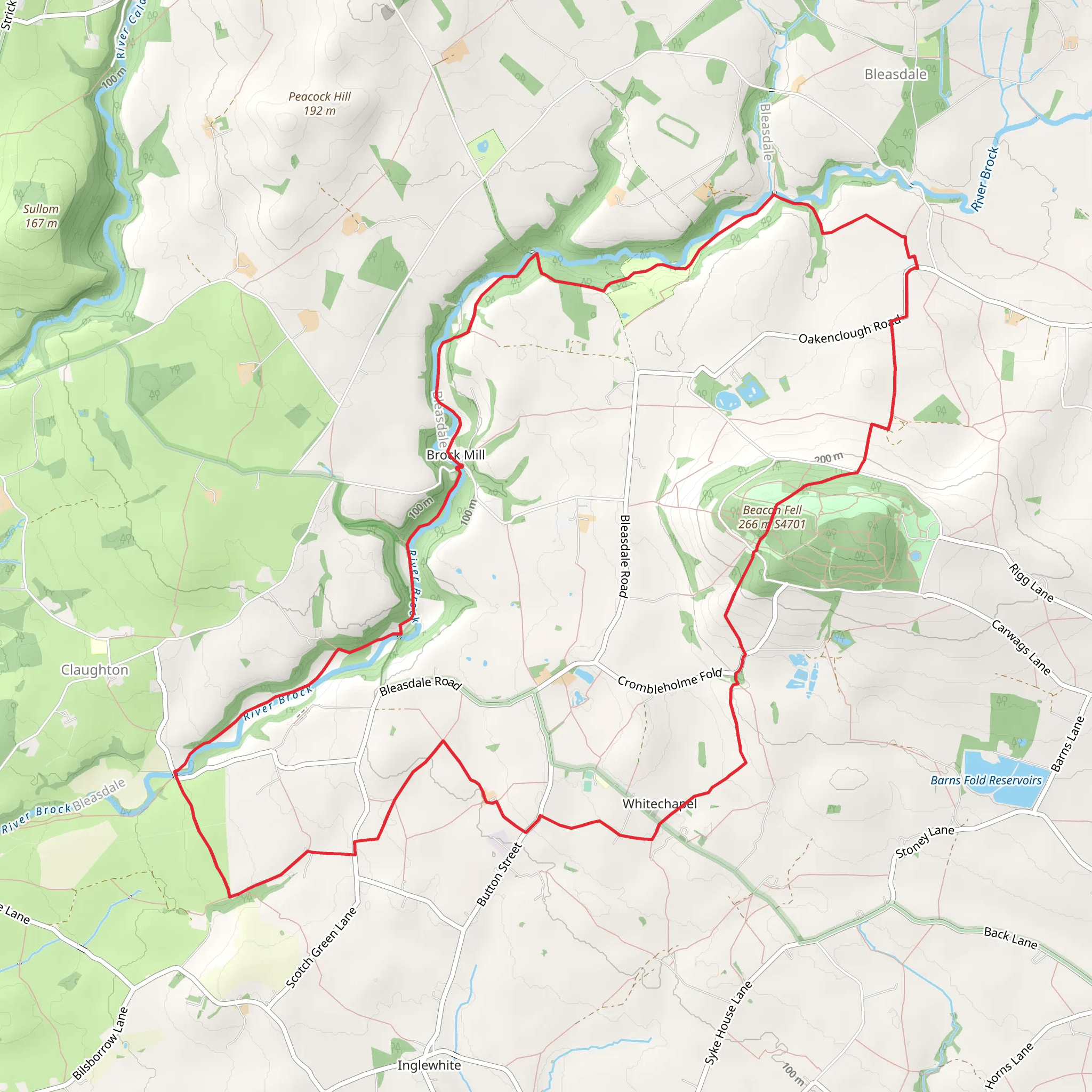 The River Brock and Beacon Fell mobile static map