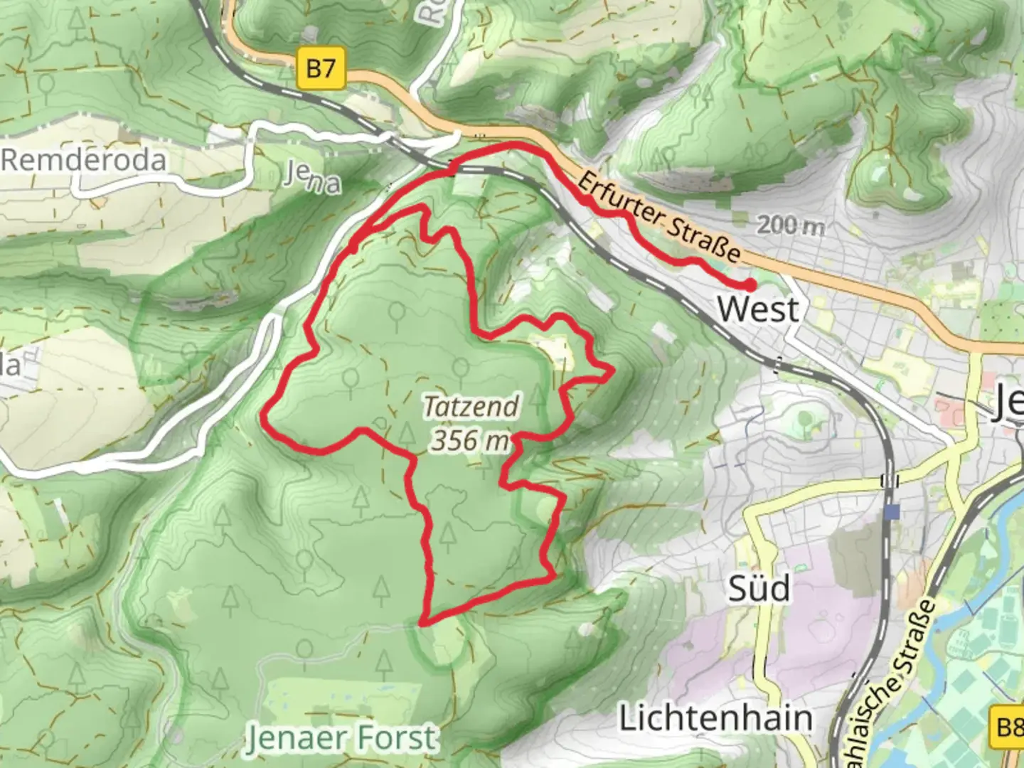 An image depicting the trail Paulsberg, Forstturm and Bismarrckturm Loop and its surrounding area.