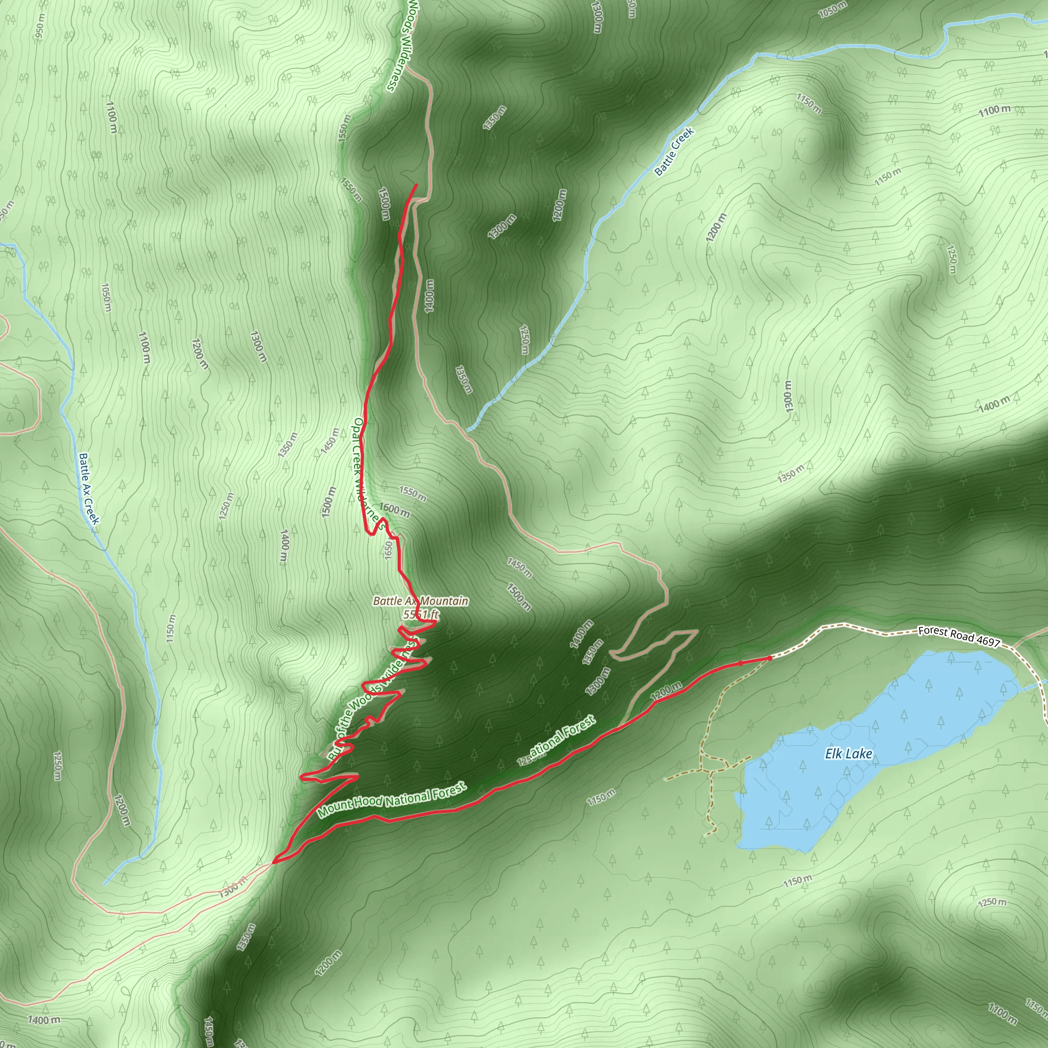 Battle Ax Mountain Trail mobile static map