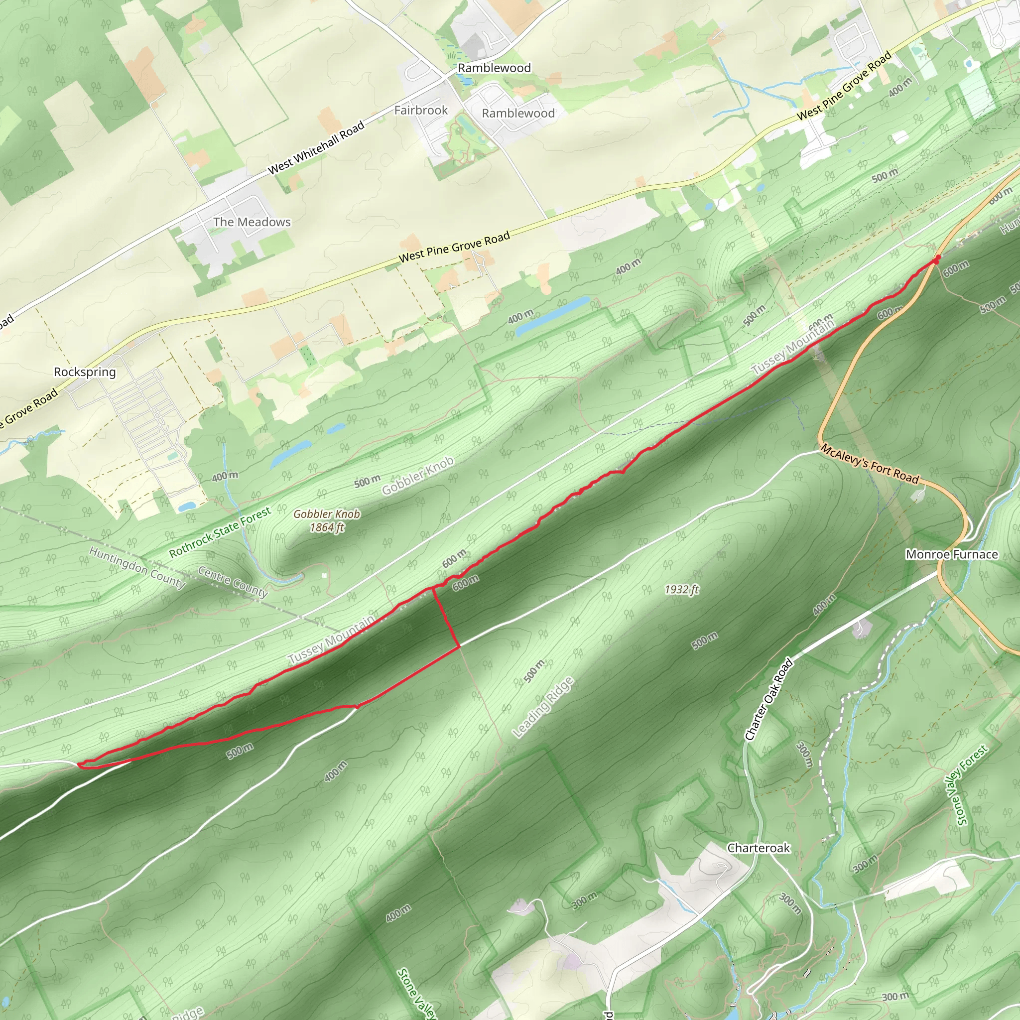 Tussey Mountain and Leading Ridge Loop mobile static map