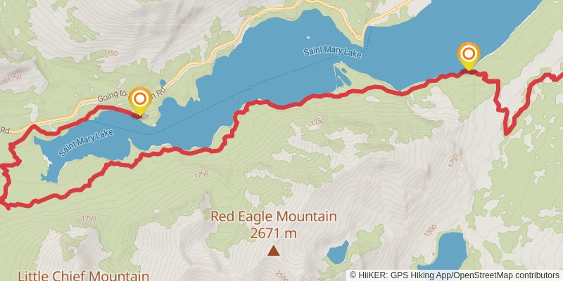 Saint Mary Lake Trail stage 3 Map