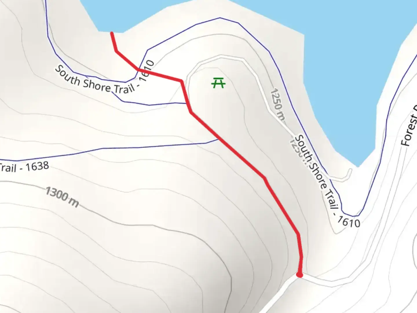 An image depicting the trail Power River Out and Back and its surrounding area.