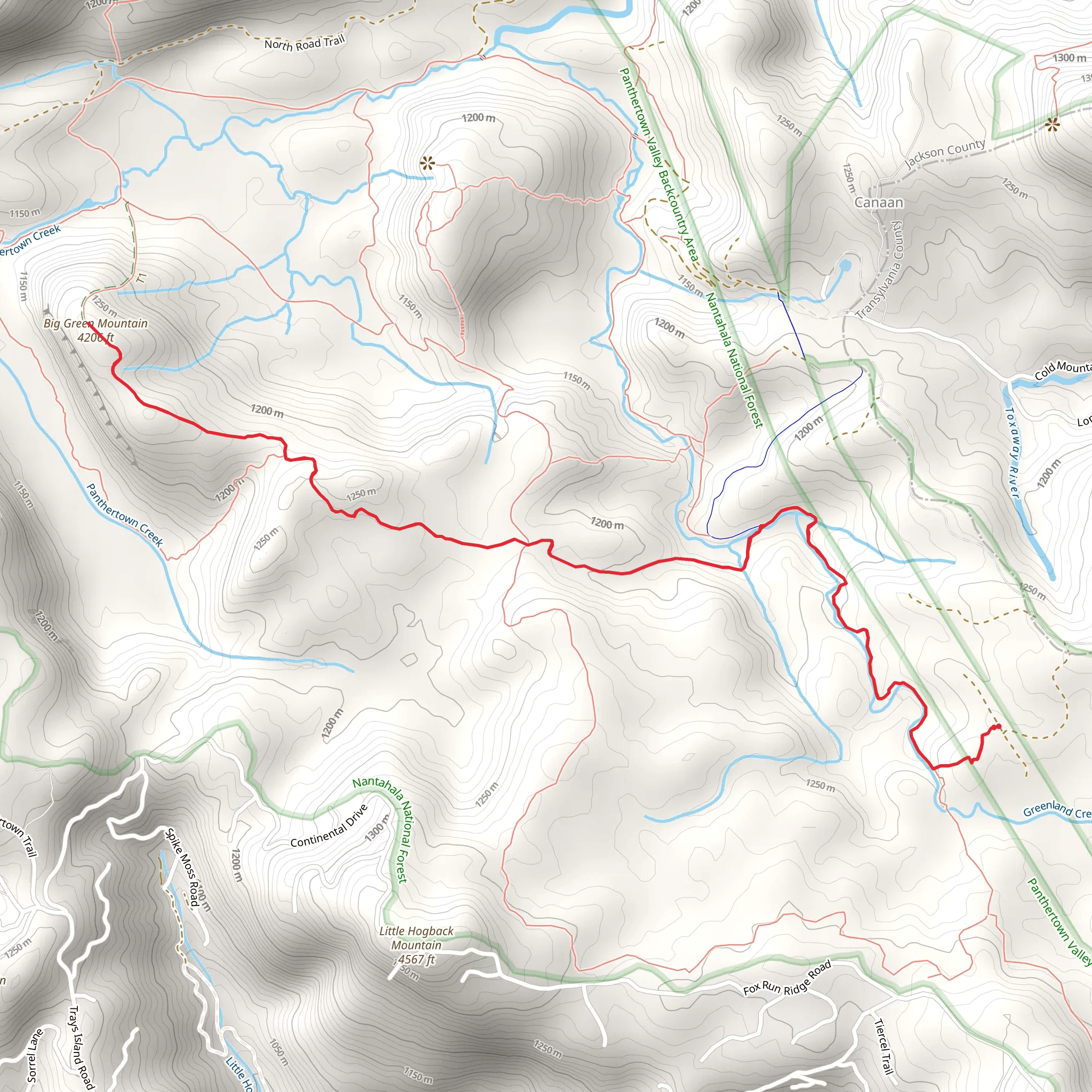 Big Green Trail via Mac's Gap Trail mobile static map