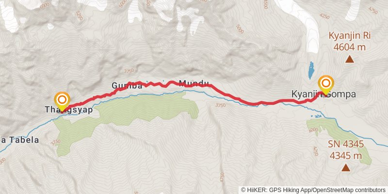 Langtang Trek stage 3 Map