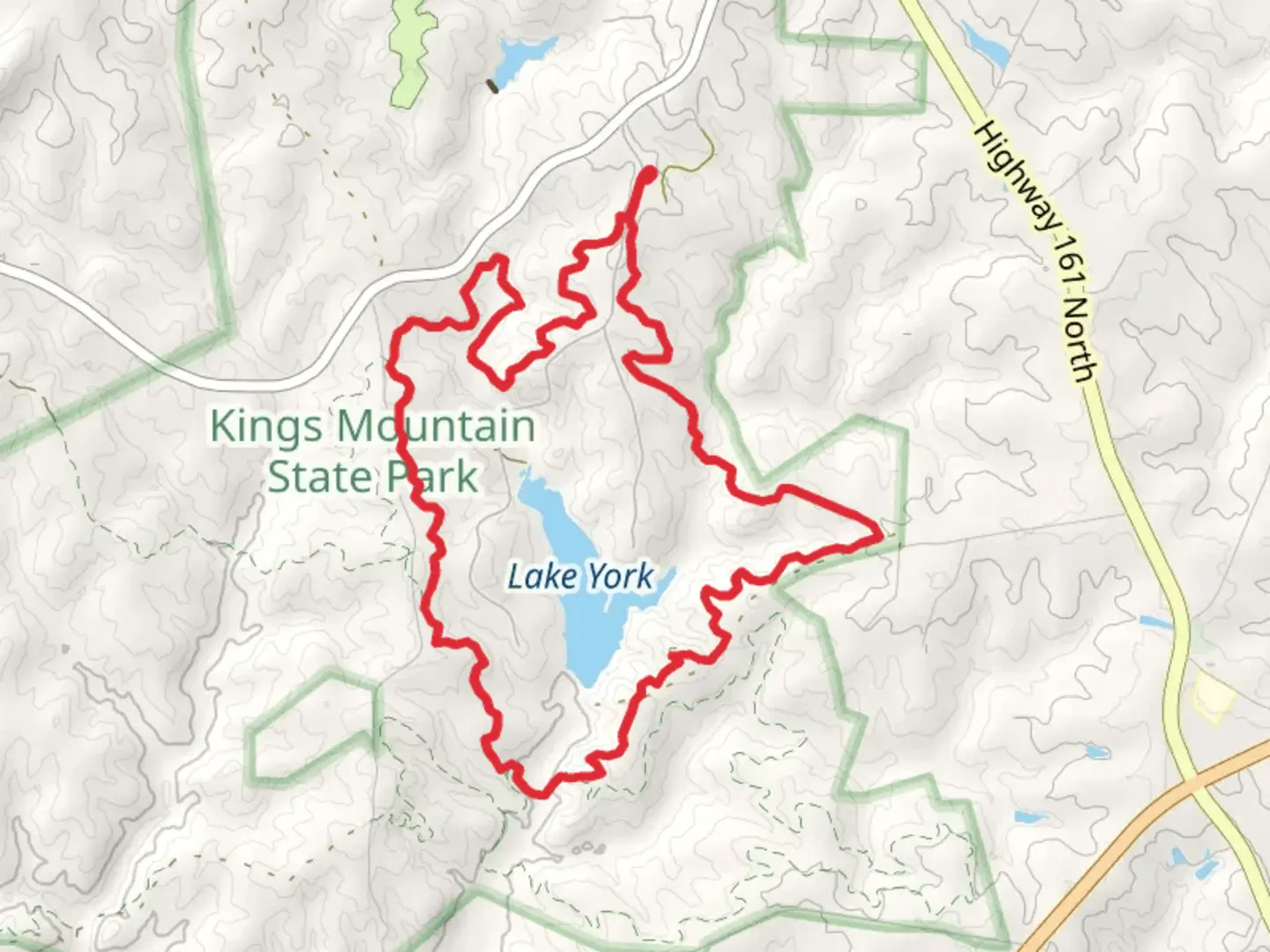 An image depicting the trail CCC Trail and Lake York Loop and its surrounding area.