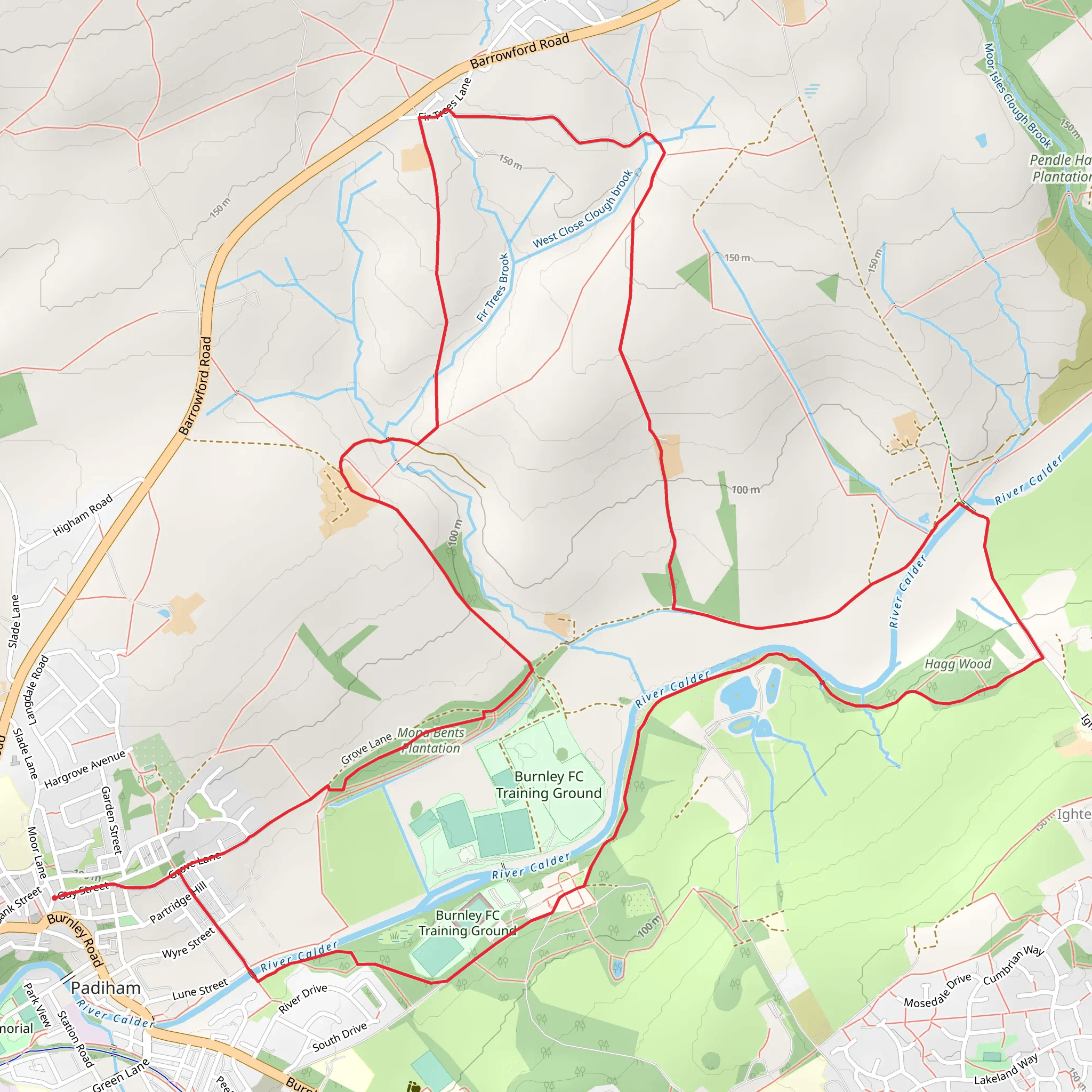 Padiham Loop via Hagg Wood mobile static map