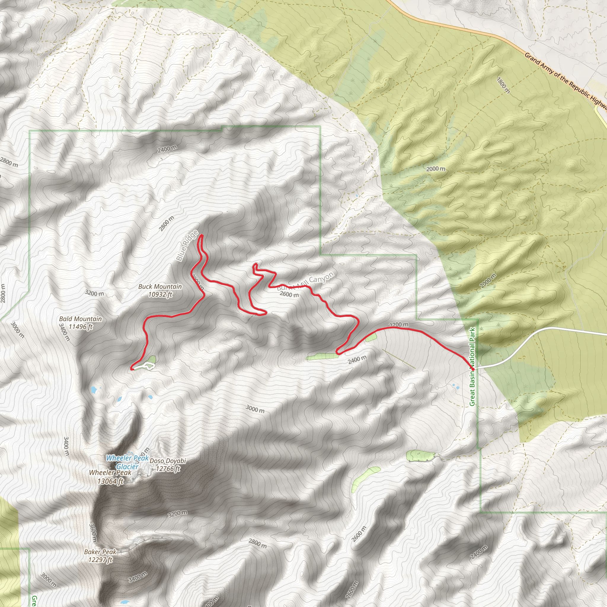 Wheeler Peak Scenic Walk mobile static map