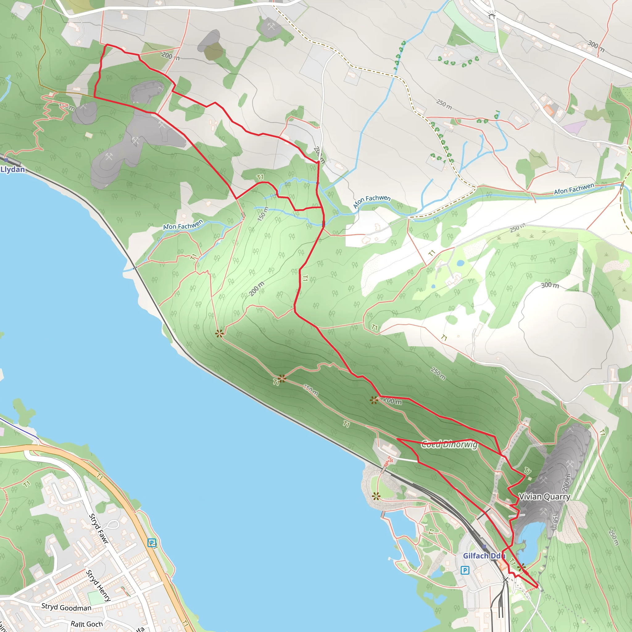 Padarn Country Park Loop mobile static map