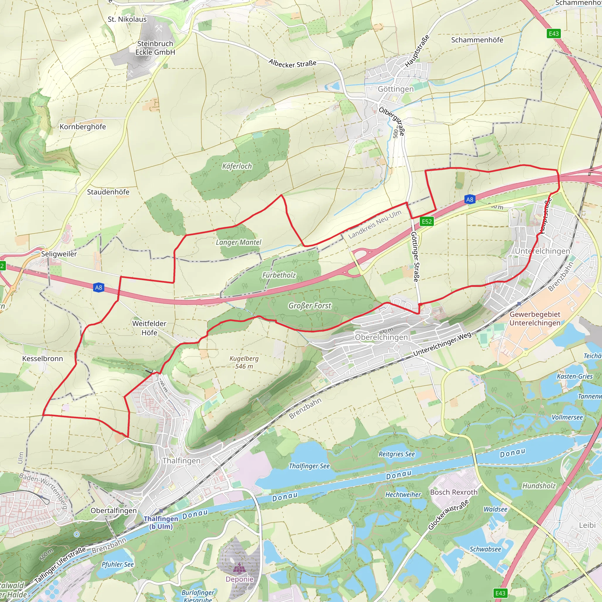 Oberelchingen Loop via Grober Forst mobile static map