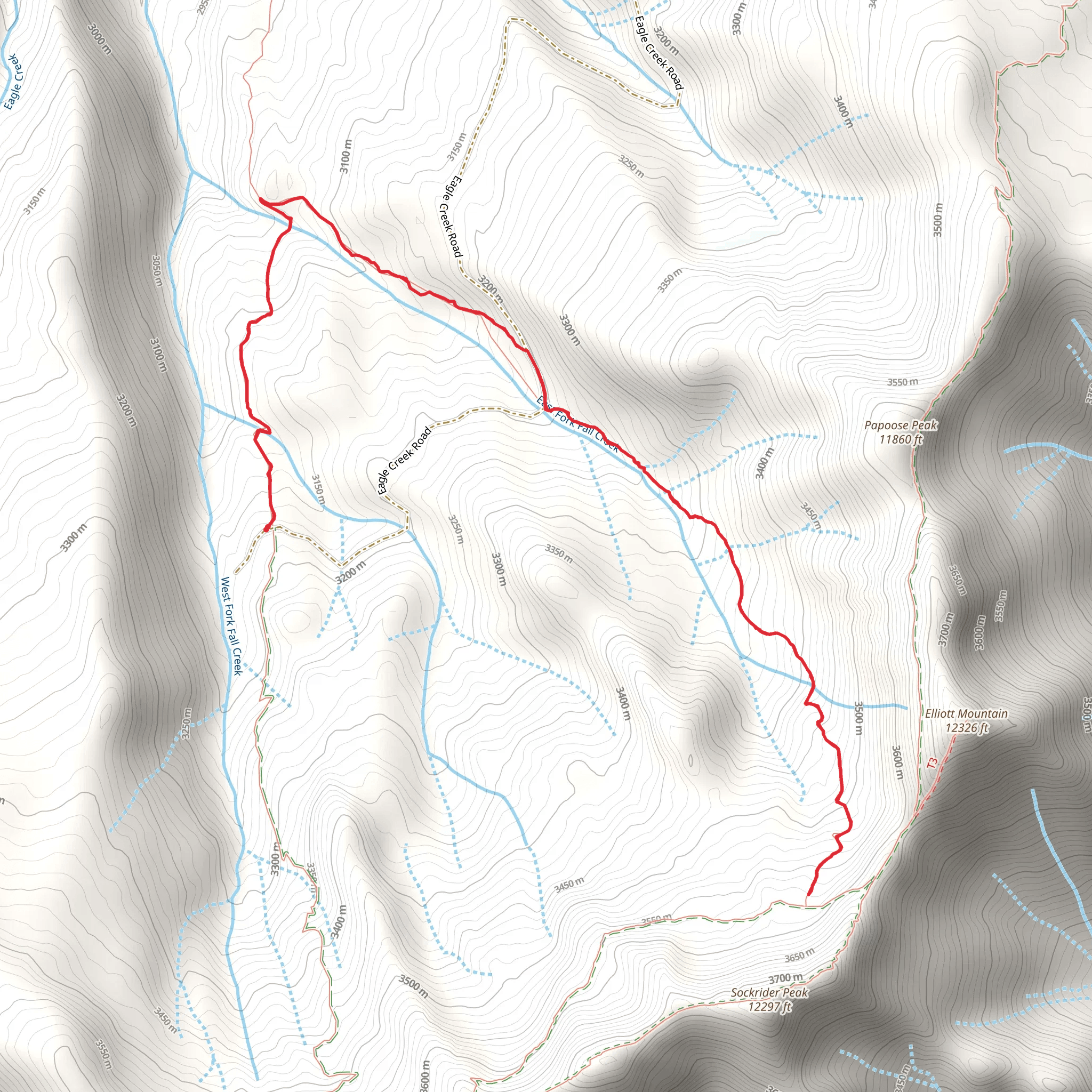 East Fall Creek Trail mobile static map