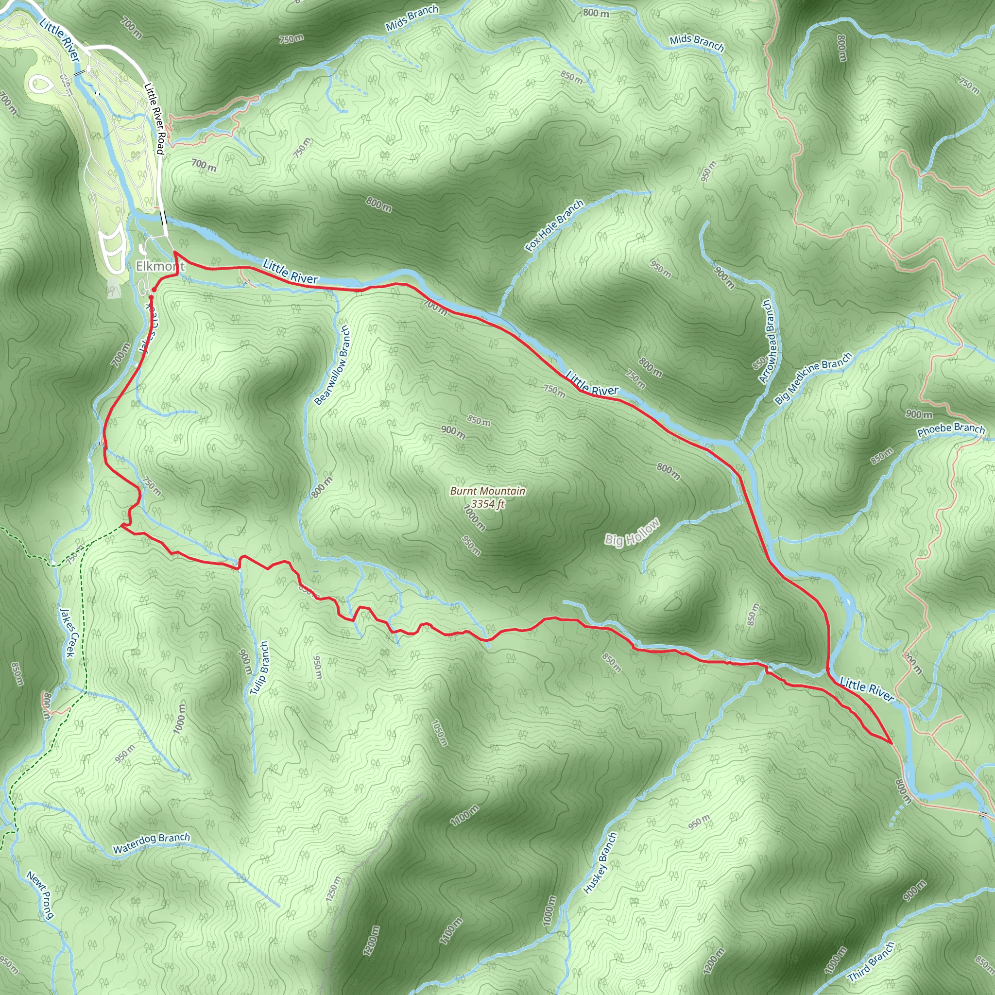 Cucumber Gap and Little River Loop Trail mobile static map