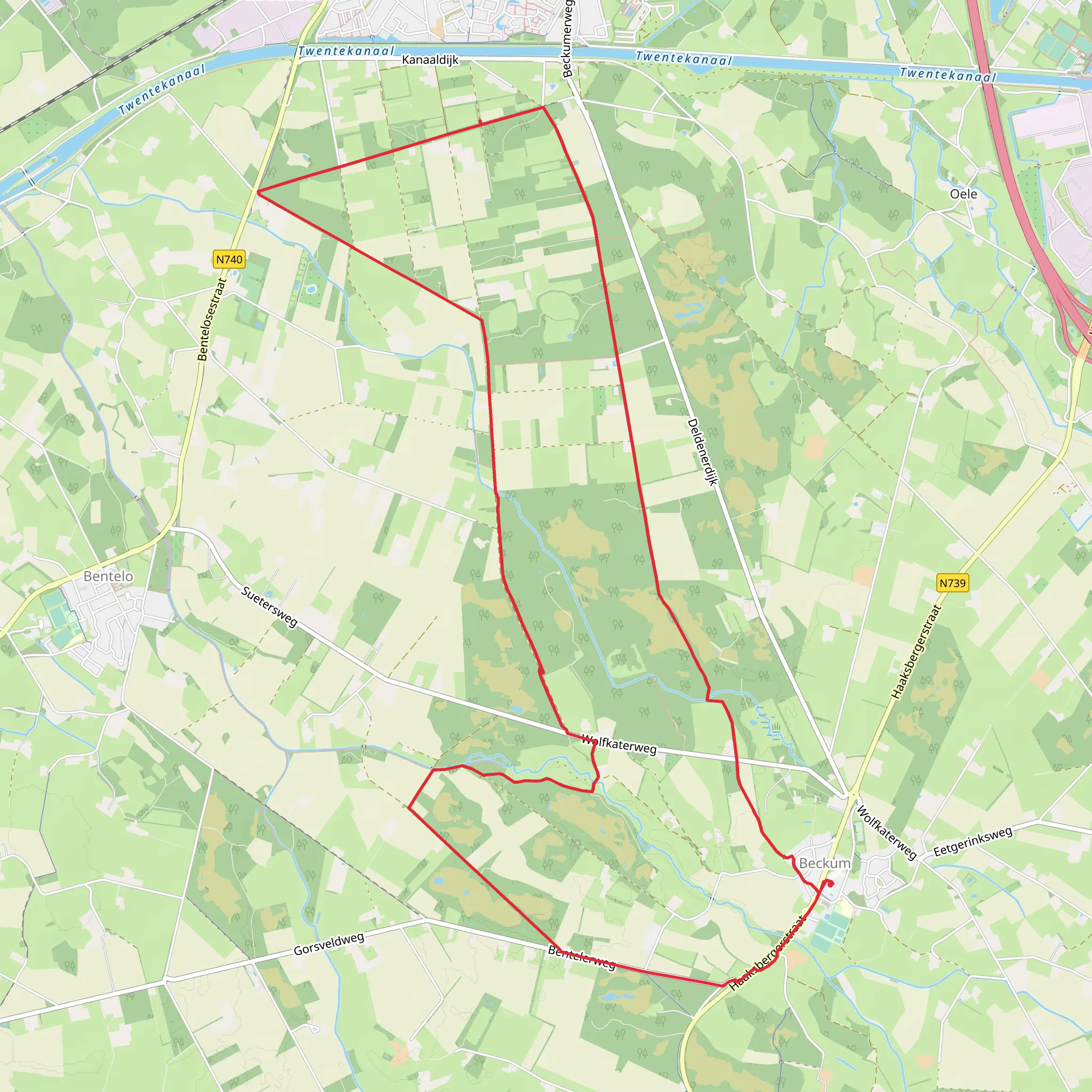 Oeler Weg, Nijlands Weg and Benteler Weg Loop mobile static map