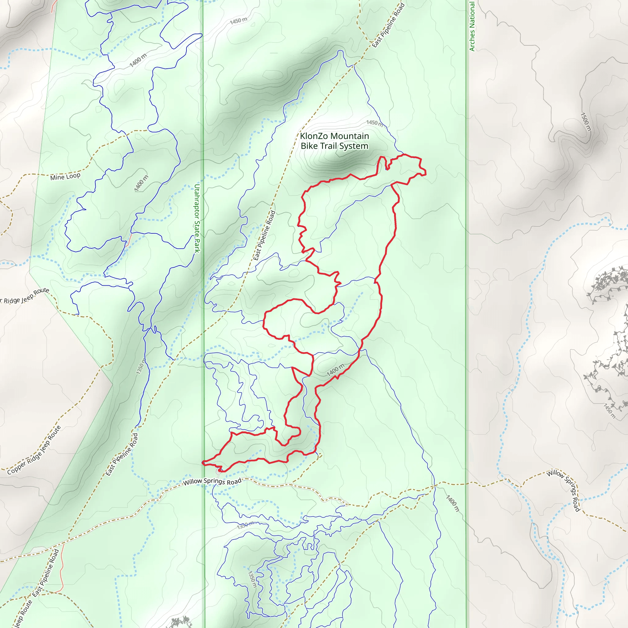 Borderline, Wahoo and Secret Passage Loop mobile static map