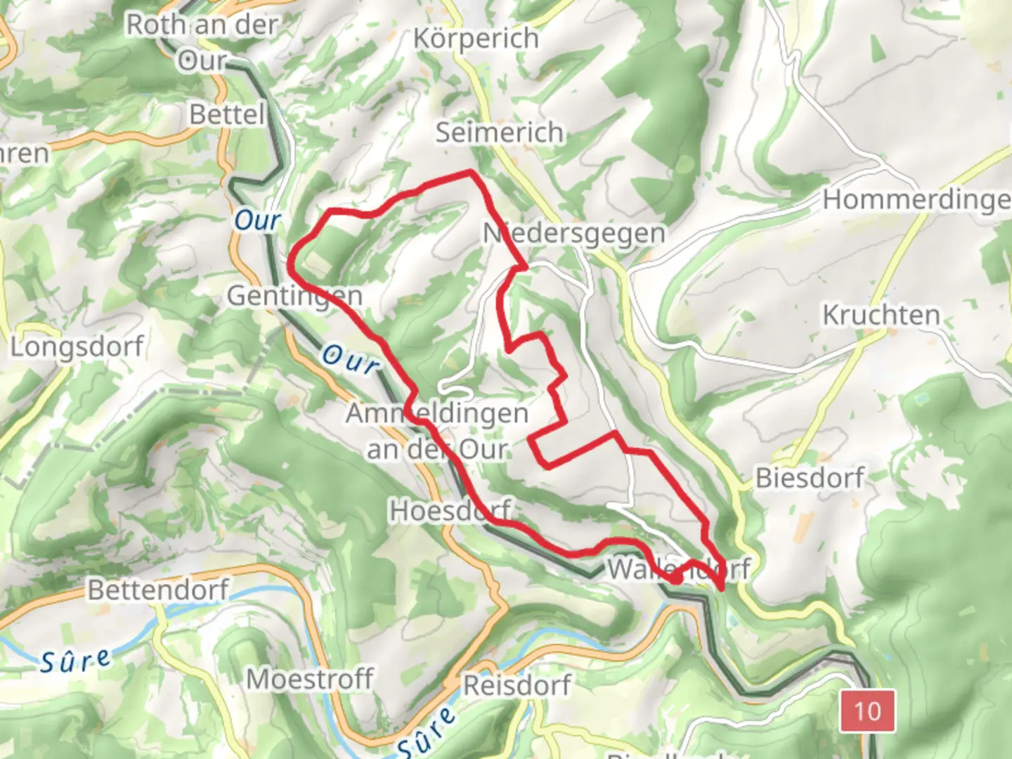 An image depicting the trail Wallendorf to Hahnenkopf Loop and its surrounding area.
