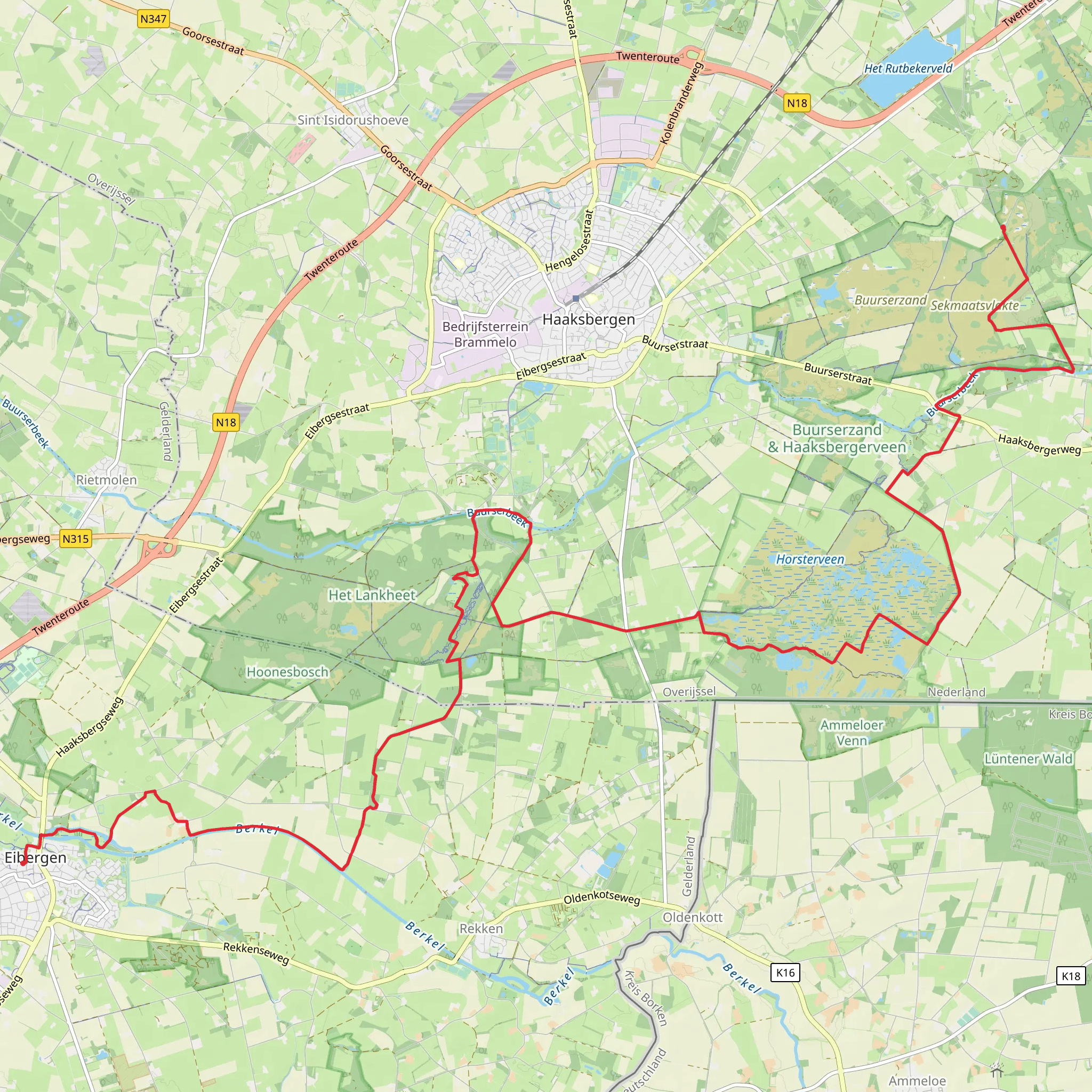 Eibergen to Buurserzand via Haaksbergerveen mobile static map