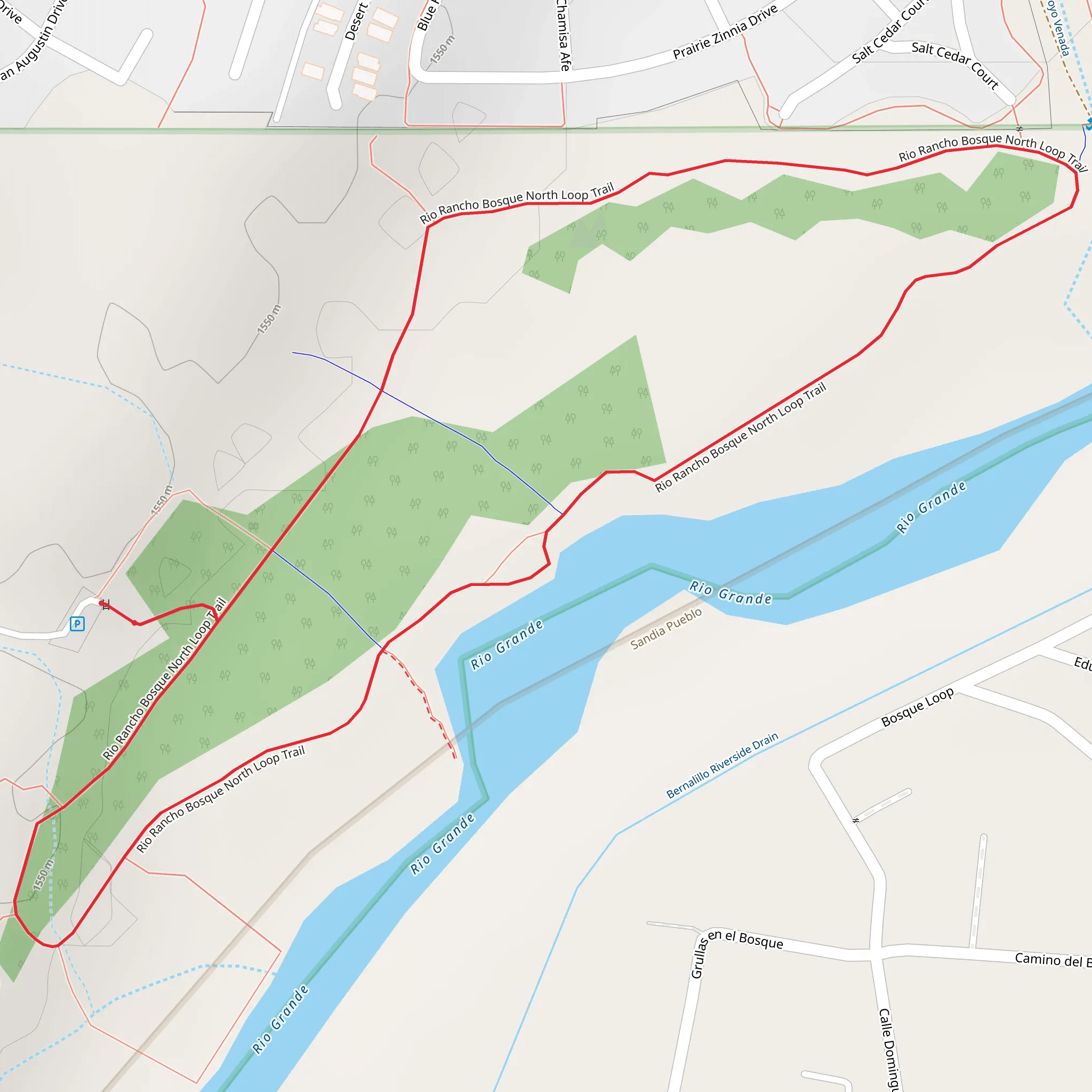 Rio Rancho Bosque North Loop Trail mobile static map