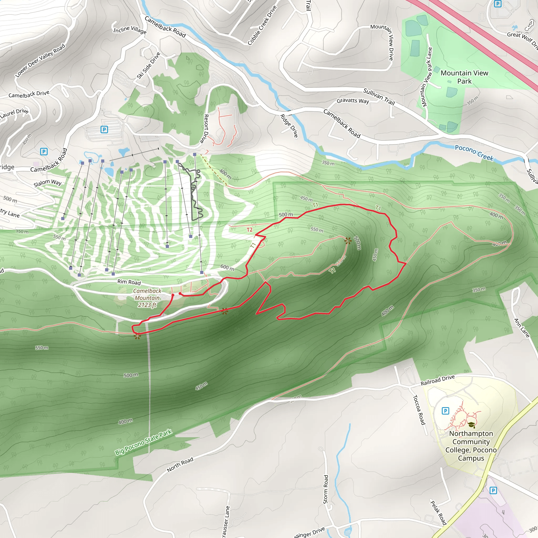 South Trail, Indian Trail and North Trail Loop mobile static map