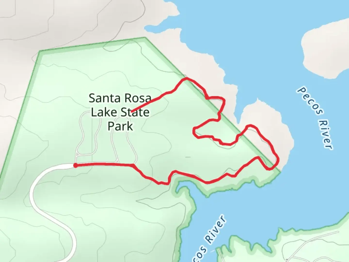 An image depicting the trail Santa Rosa Lake State Park Walk and its surrounding area.