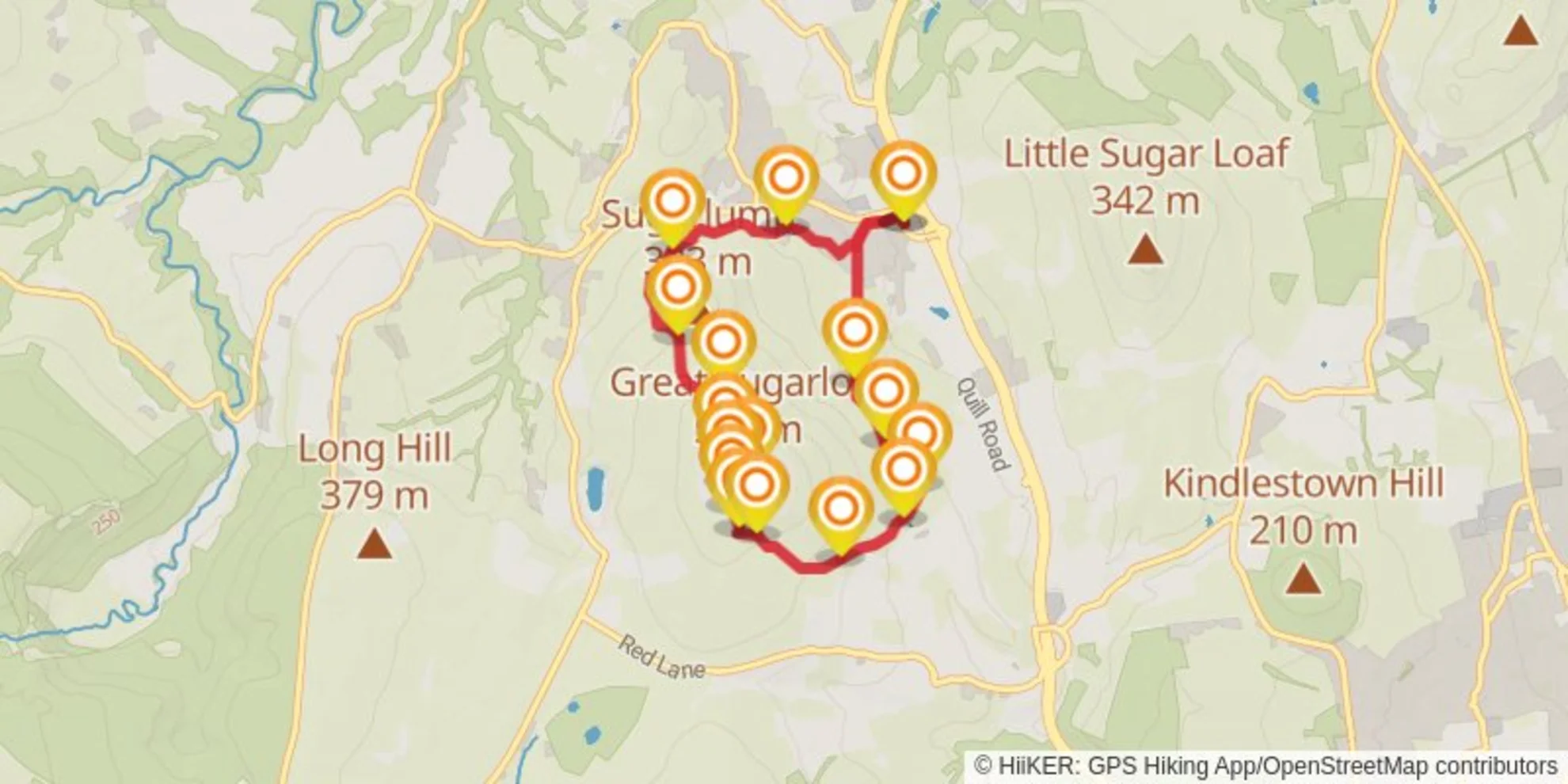 An image depicting the trail Sugarloaf - Kilmacanogue and its surrounding area.