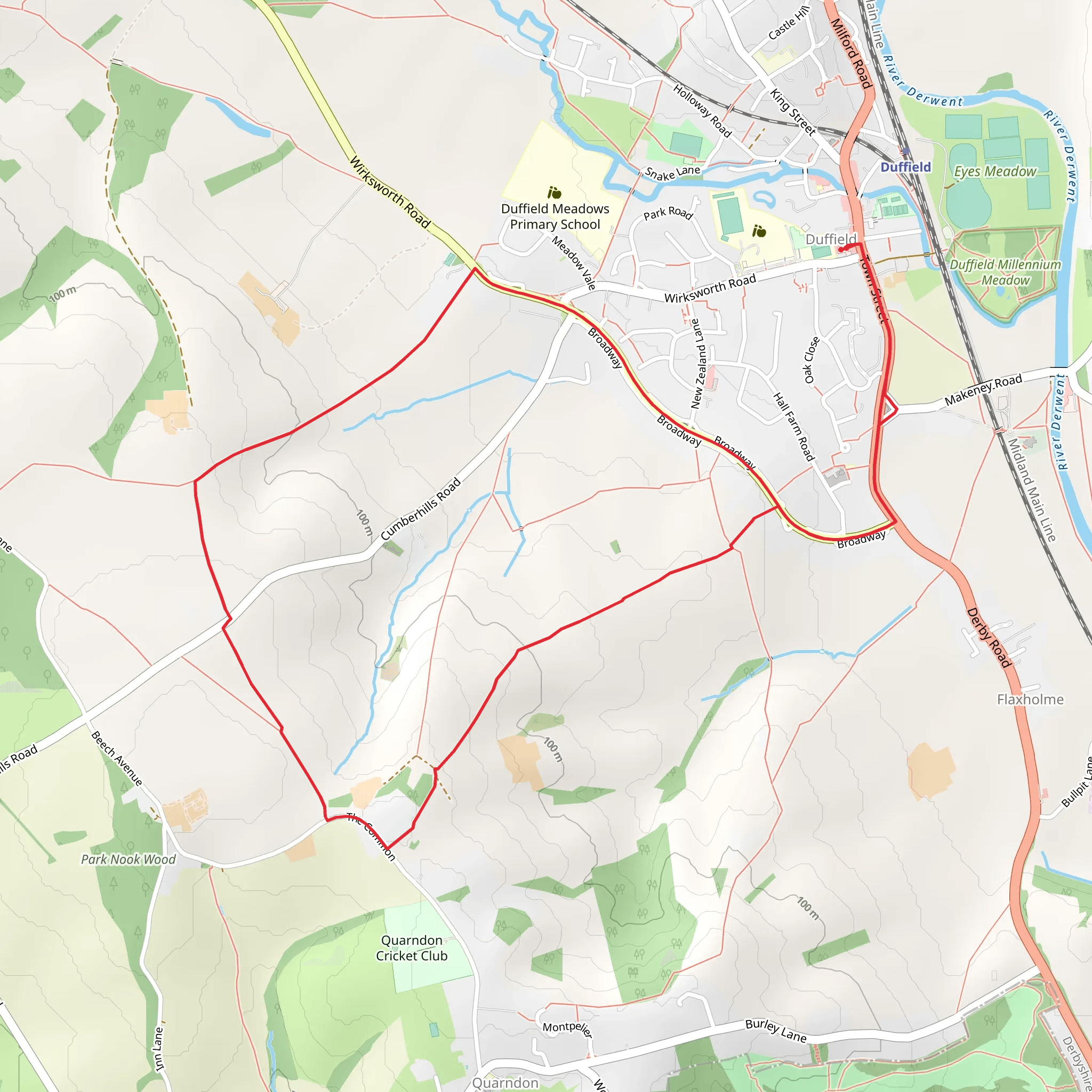 Duffield Country Park Loop mobile static map