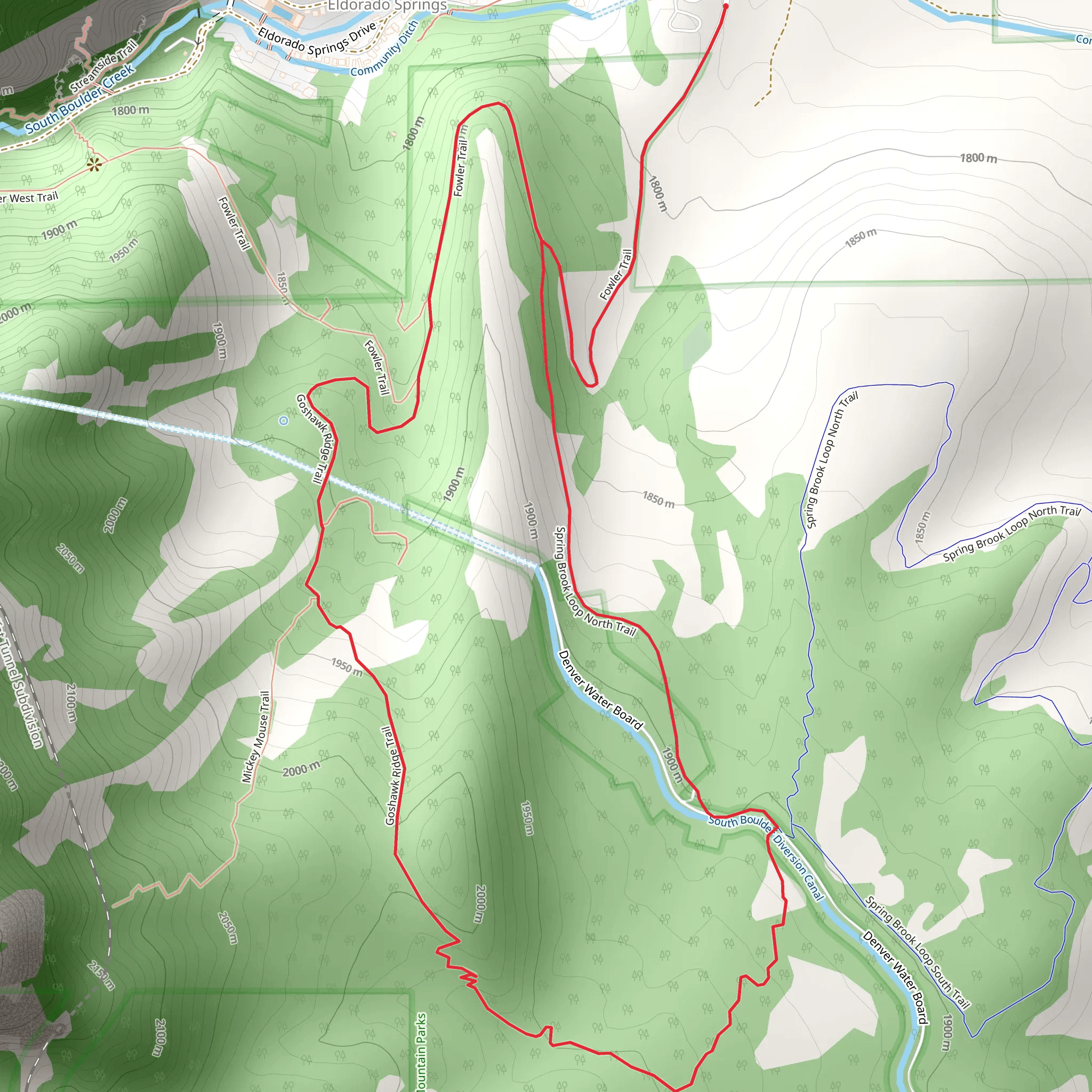 Fowler - Goshawk Ridge - Spring Brook Loop North Trail mobile static map