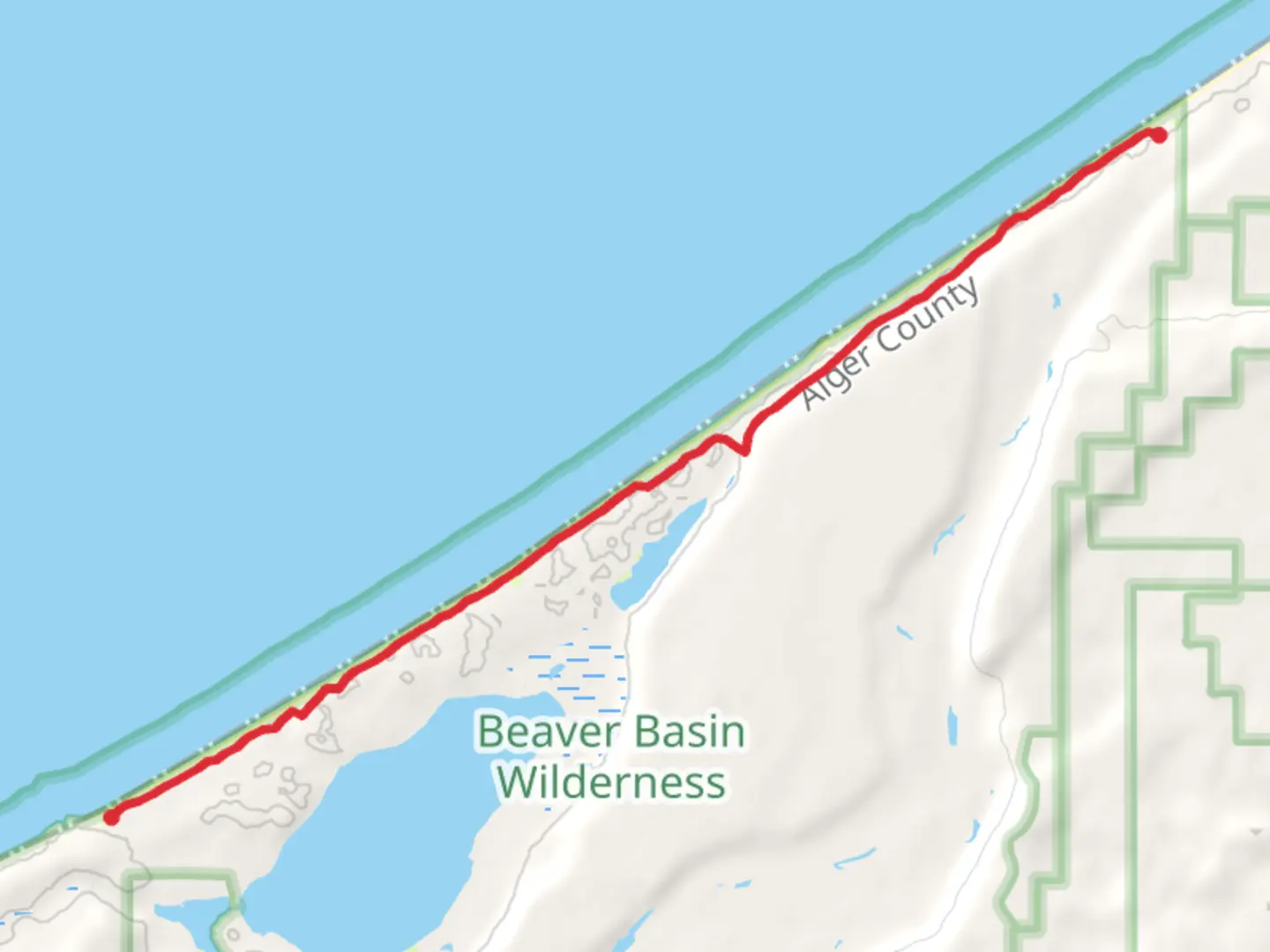 An image depicting the trail Sevenmile Campground to Coves Campsite via North Country Trail and its surrounding area.