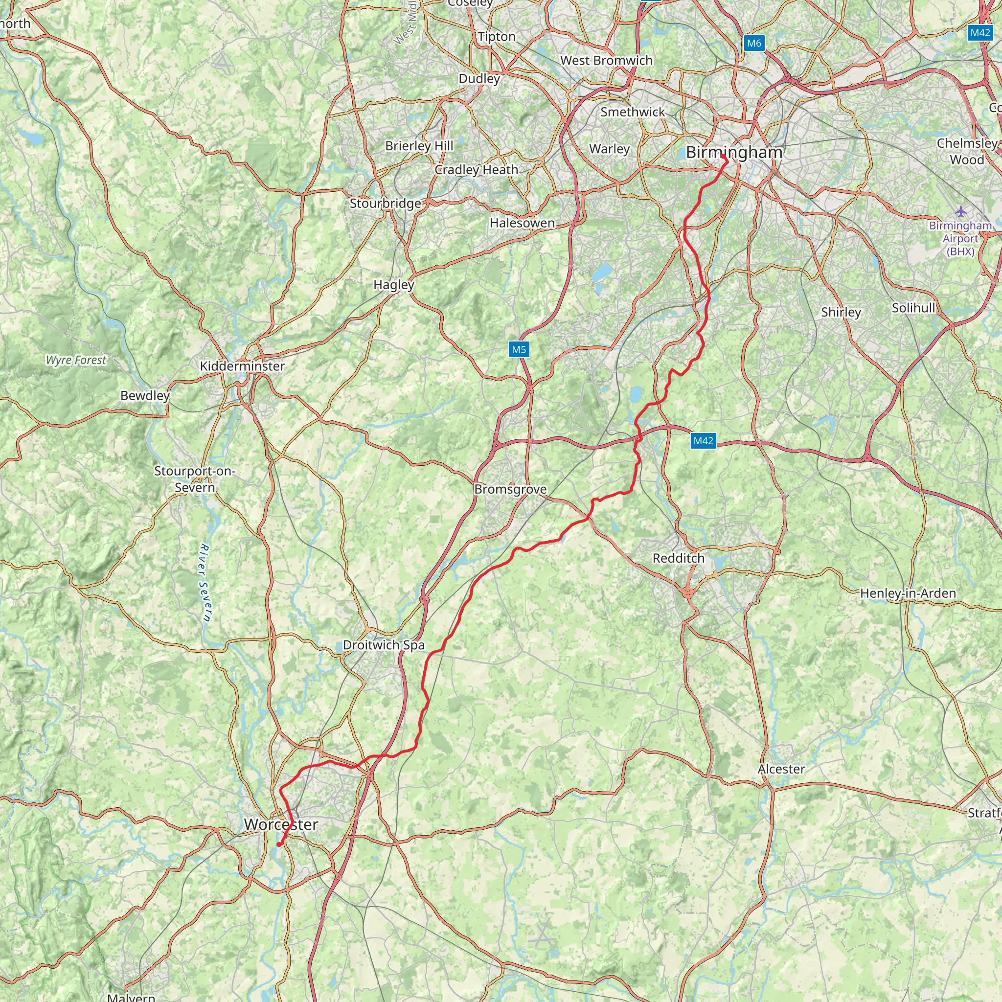Worcester to Birmingham Canal Walk mobile static map