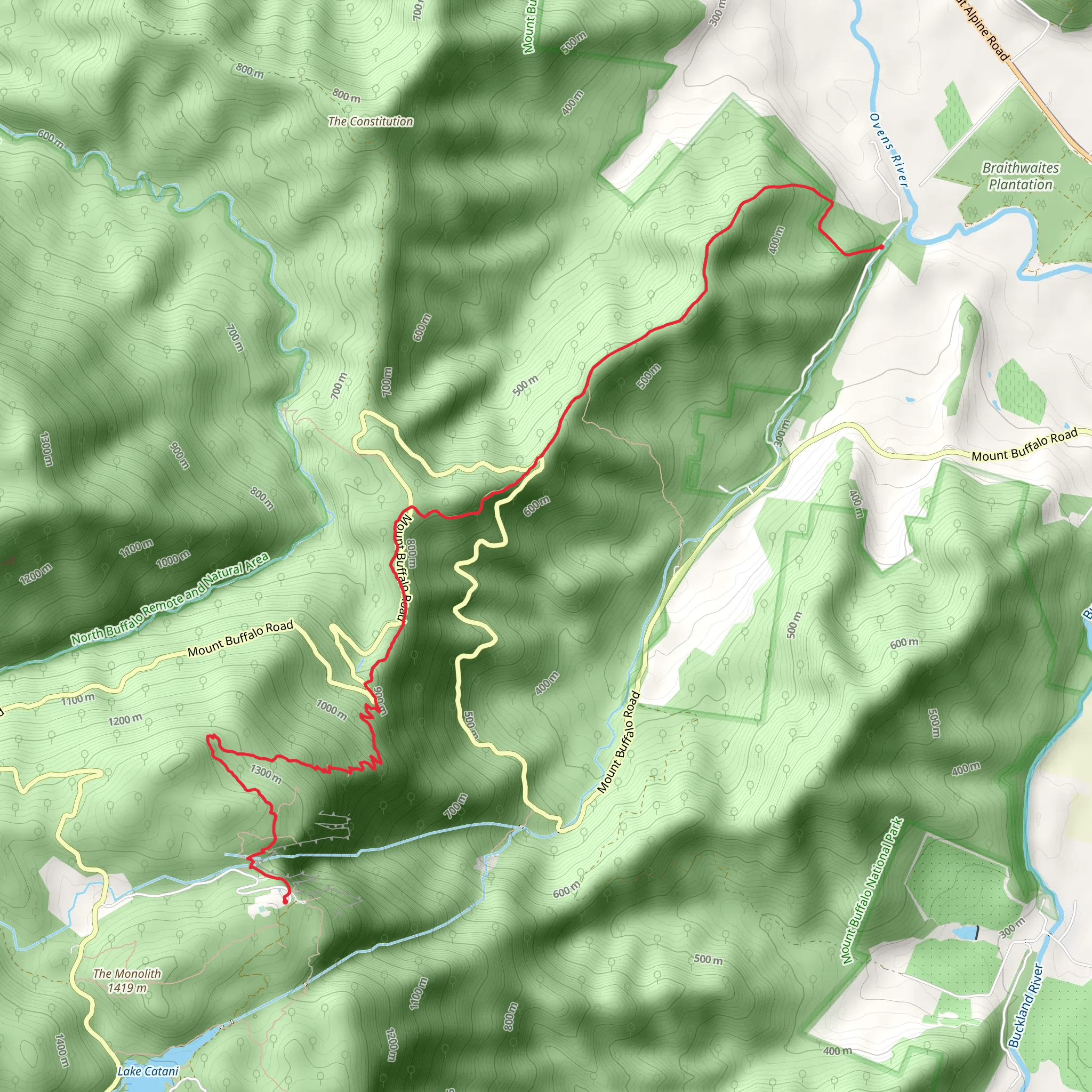 Mount Buffalo Wilhelmina Spur Trail mobile static map