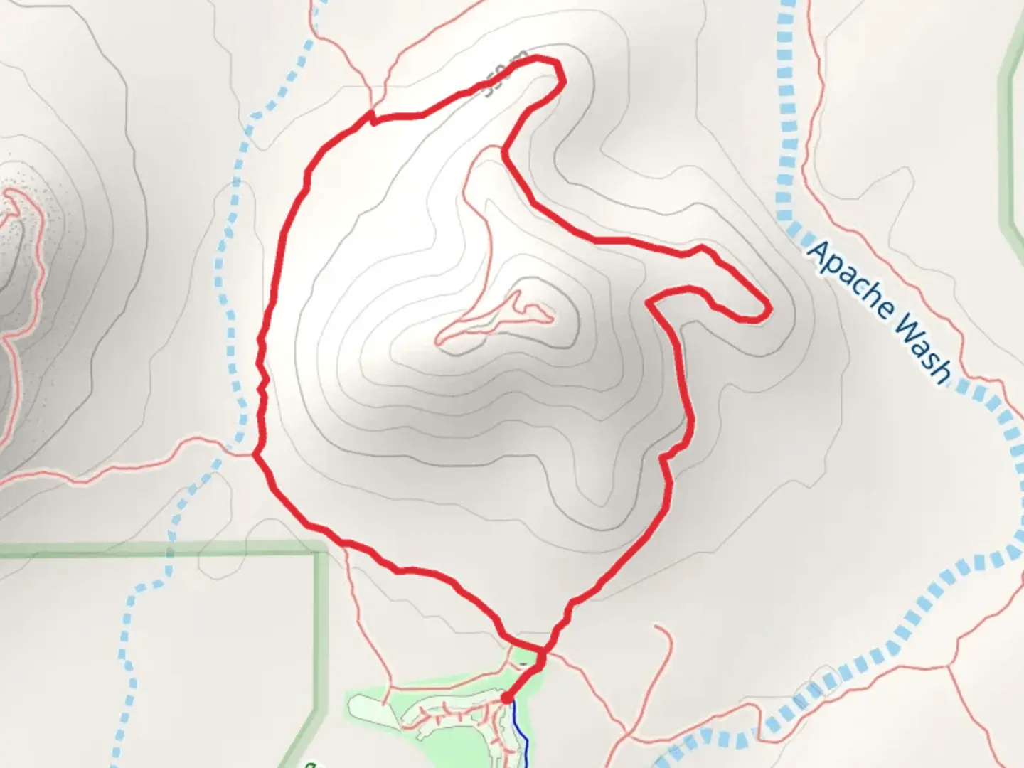 An image depicting the trail Sidewinder and Apache Wash Loop Trail and its surrounding area.