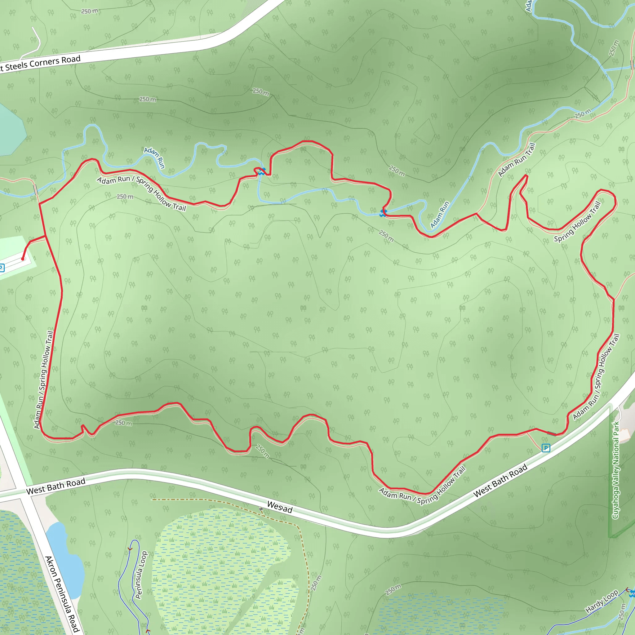 Adam Run - Spring Hollow Loop Trail mobile static map
