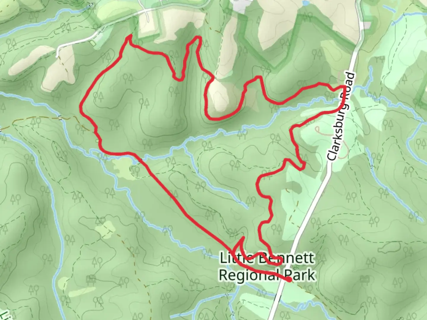 An image depicting the trail Western Piedmont Trail, Tobacco Barn Trail and Windy Ridge Loop Trail and its surrounding area.