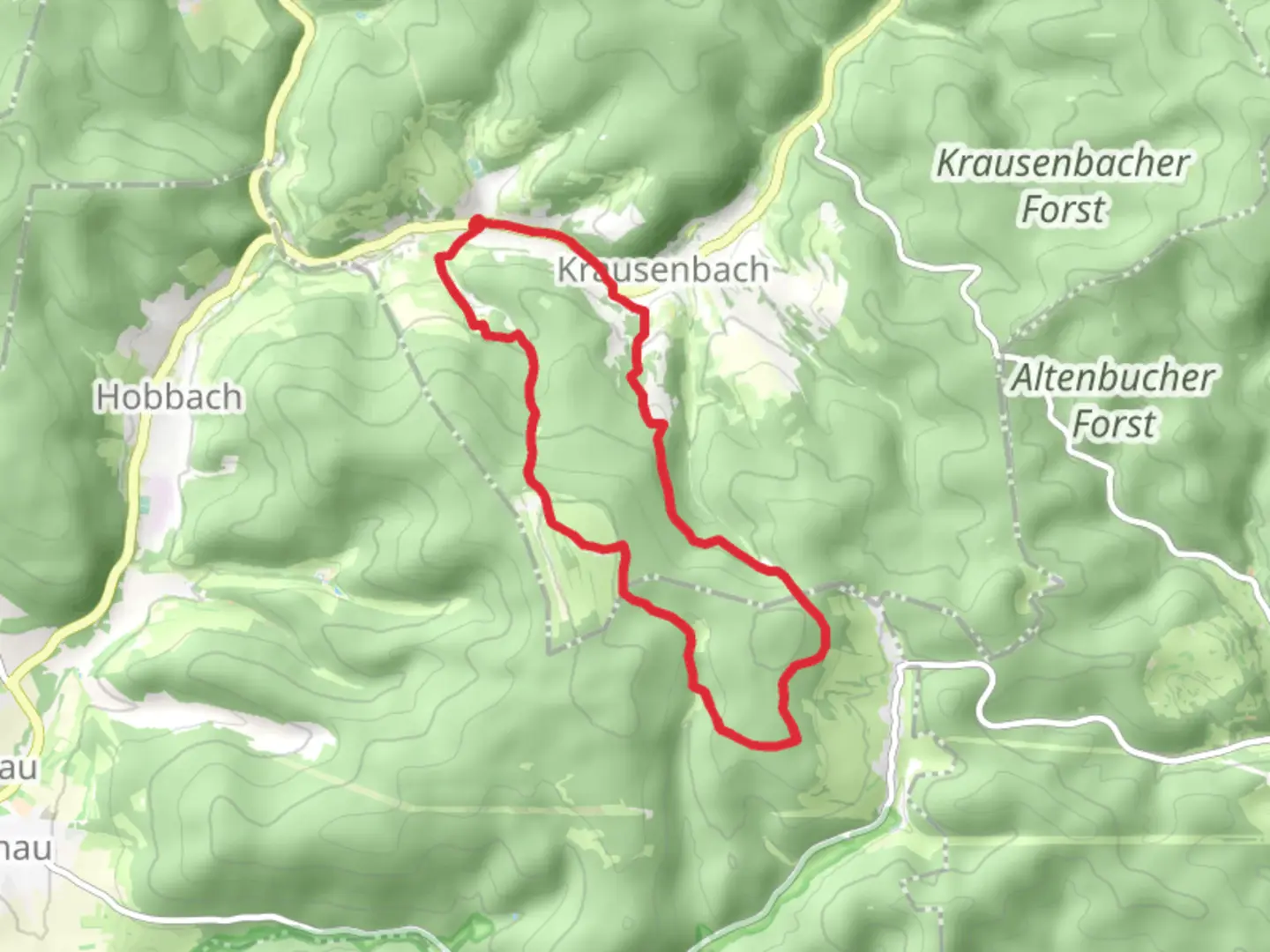 An image depicting the trail Geißhöhe Loop via Kulturweg Dammbach - Wintersbach and its surrounding area.