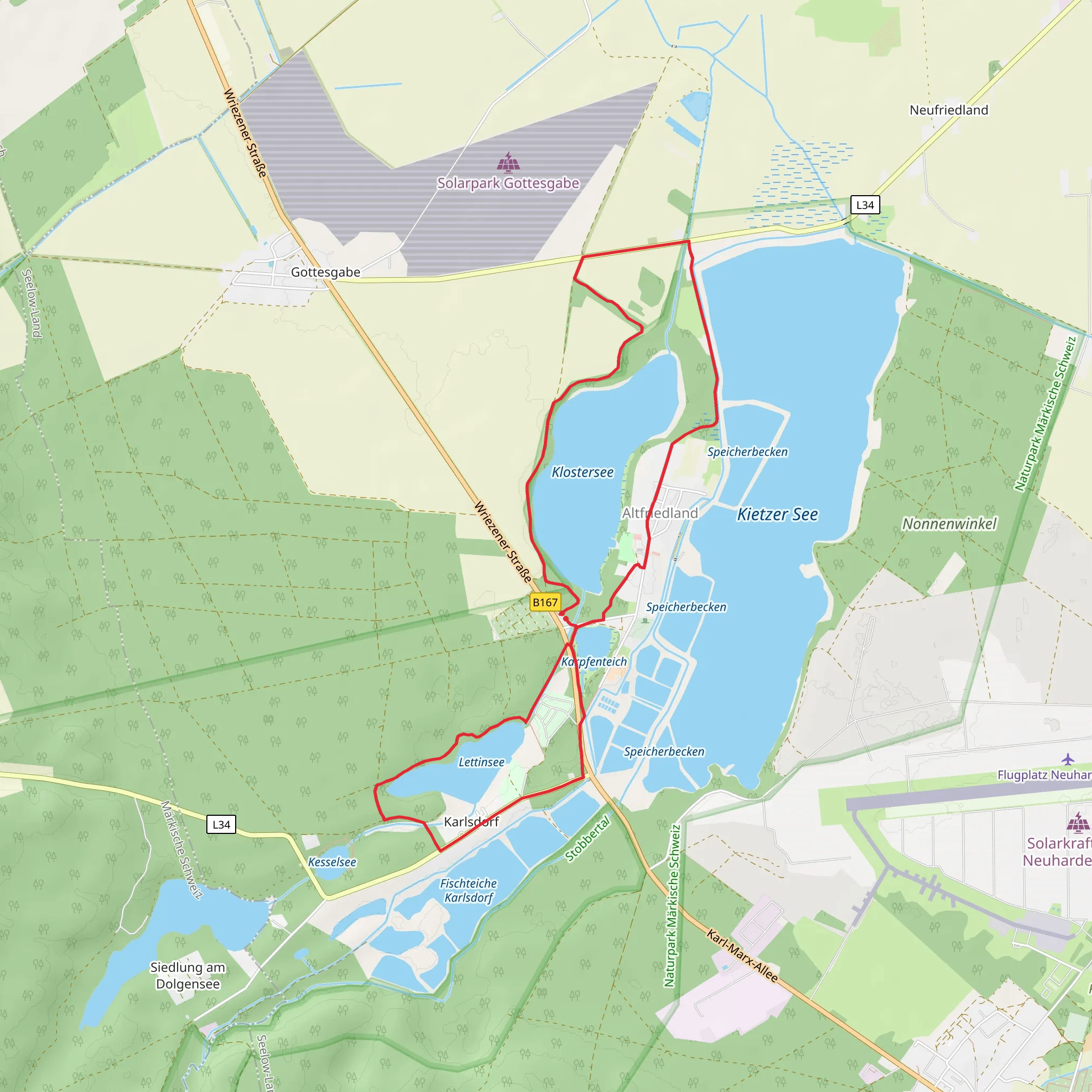 Lettinsee and Klostersee Loop mobile static map