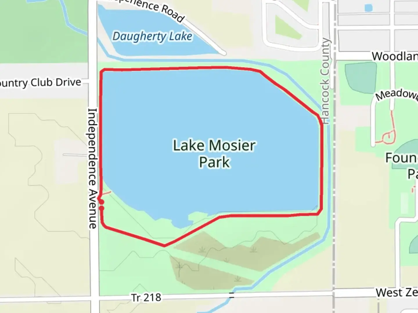 An image depicting the trail Mosier Lake Loop and its surrounding area.