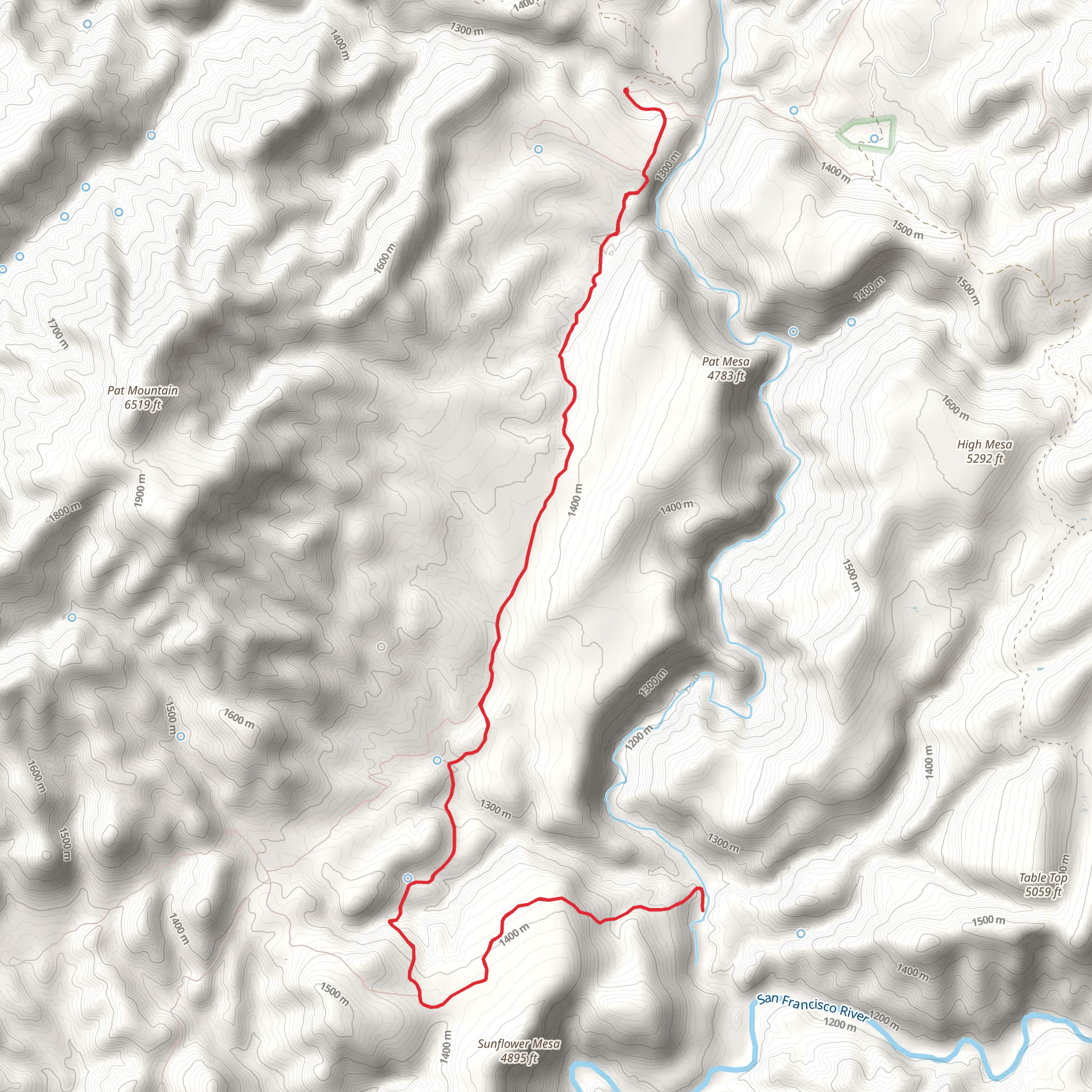 Pat Mountain Trail via Pat Mesa Trail mobile static map